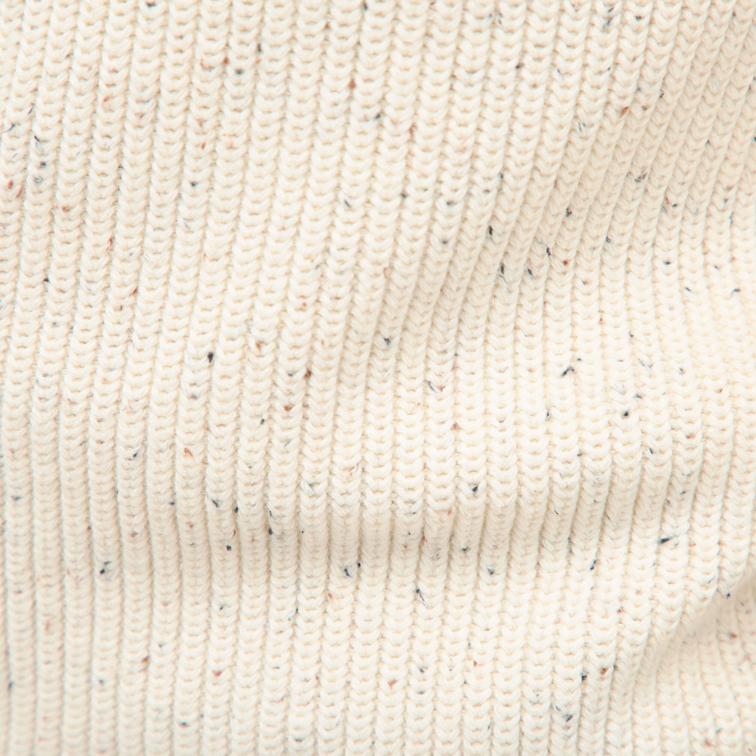 Pull col rond manches longues en coton ecru homme