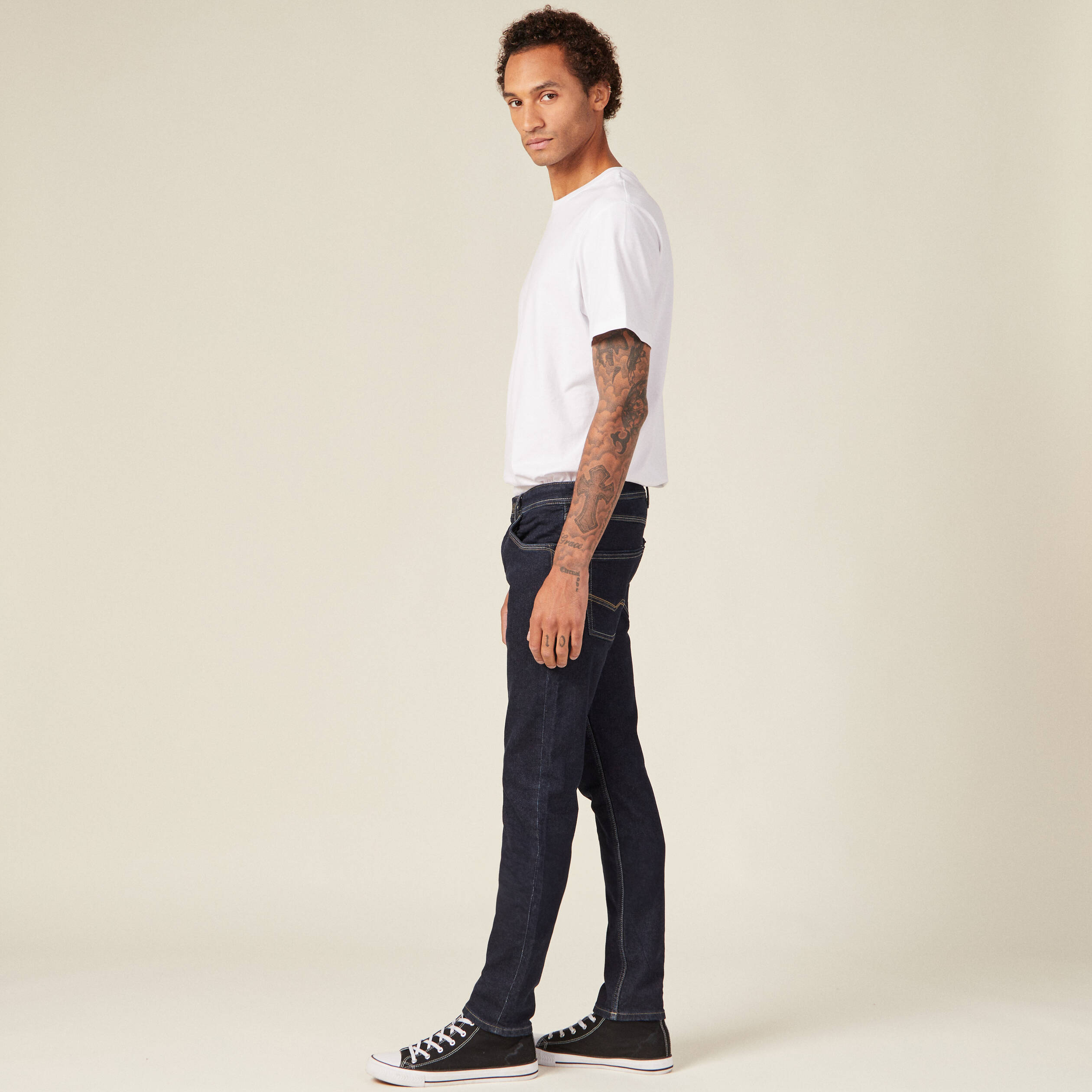 Jeans homme slim effet used denim brut clean homme