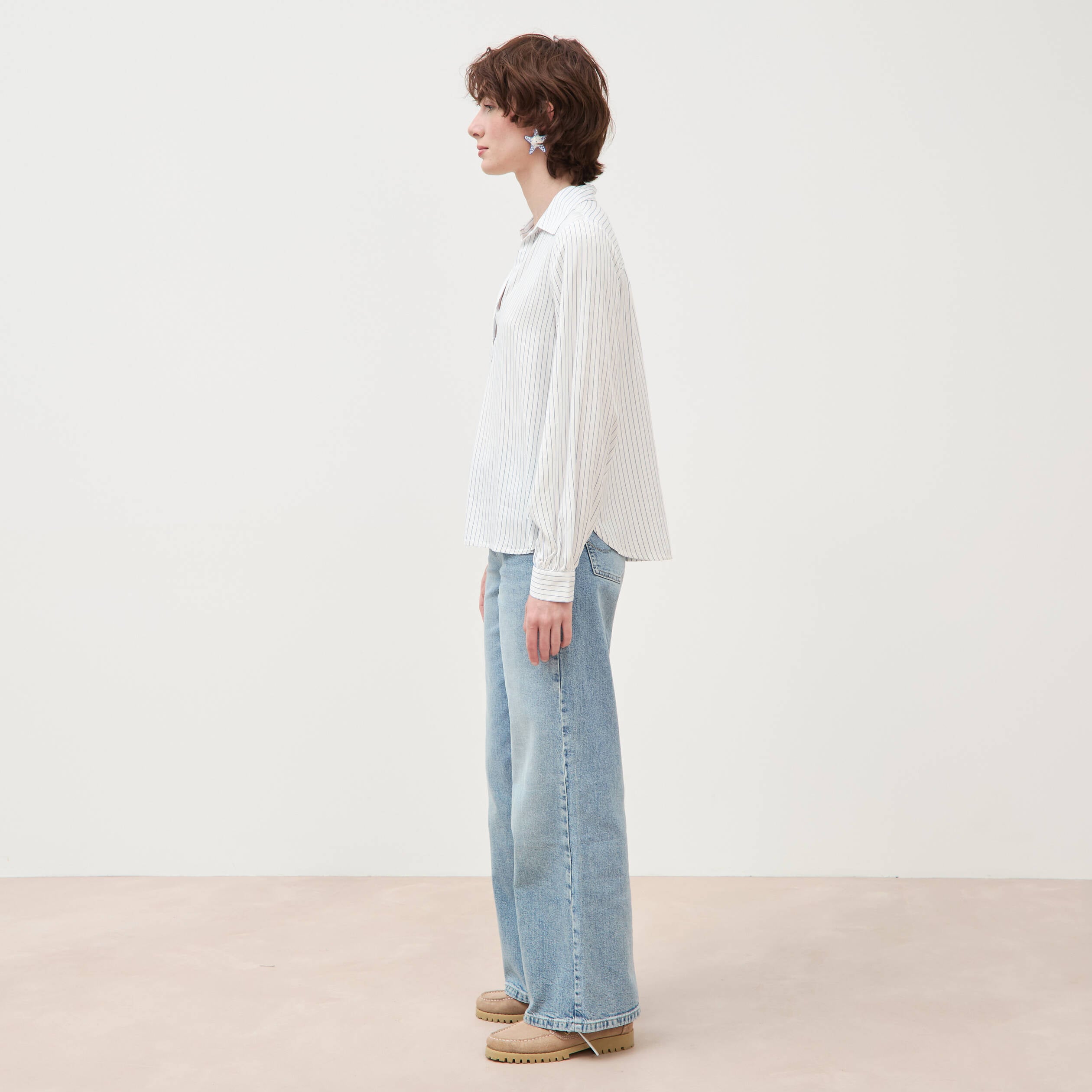 Blouse manches longues bleu femme