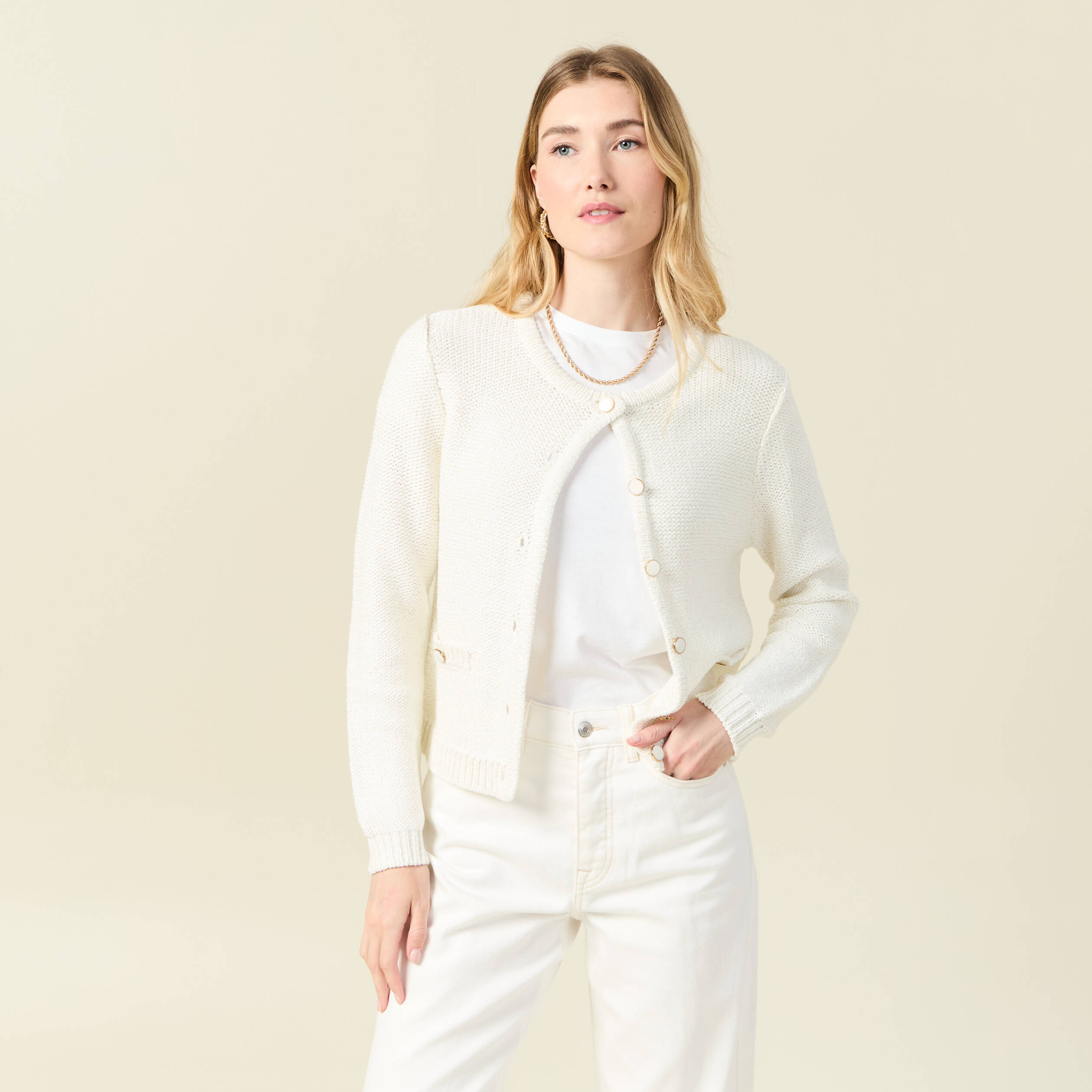 gilet eco responsable ecru femme Gilet éco-responsable ecru femme
