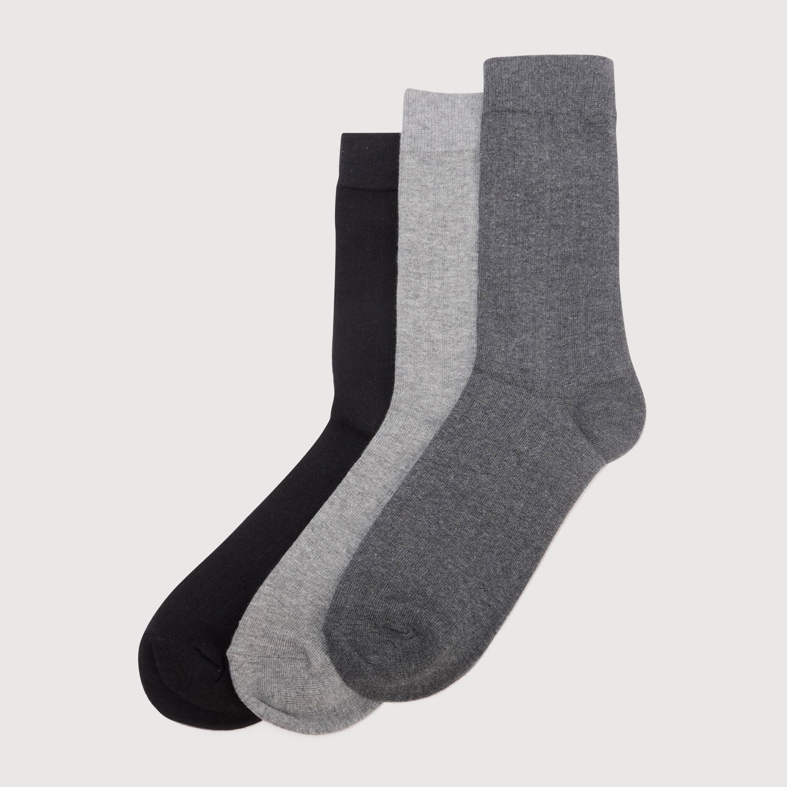 Lot de 3 paires chaussettes hautes gris fonc&eacute; homme