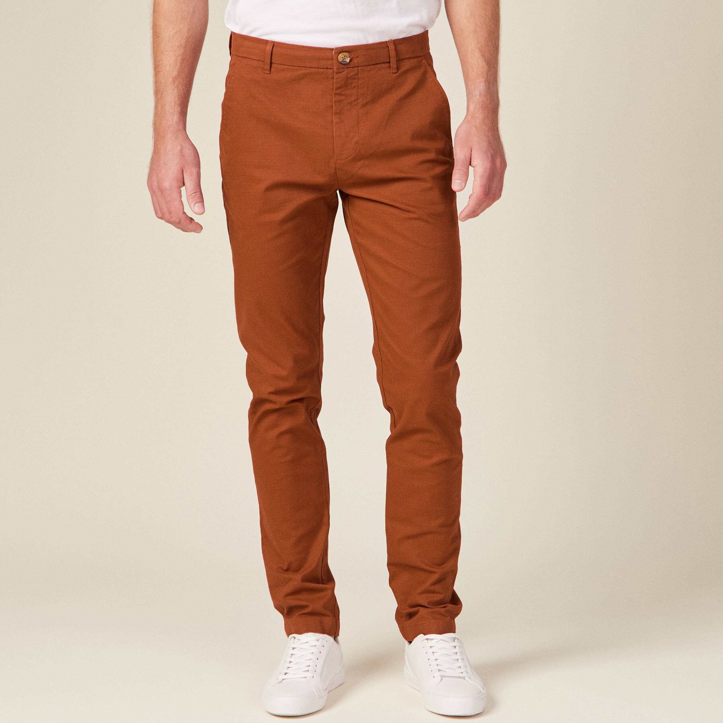 Pantalon slim Instinct chino orange fonce homme Bonobo