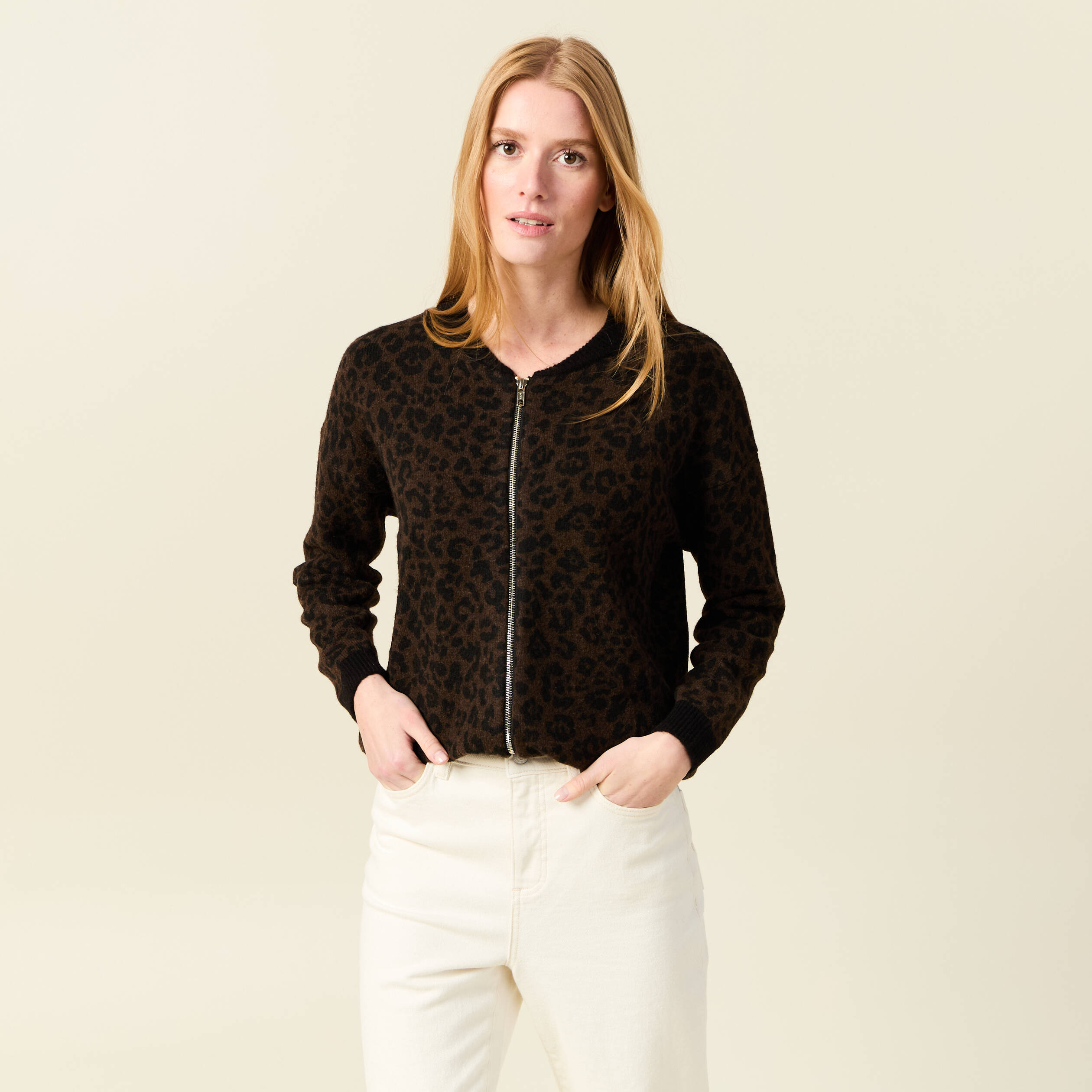 Veste manches longues terracotta femme