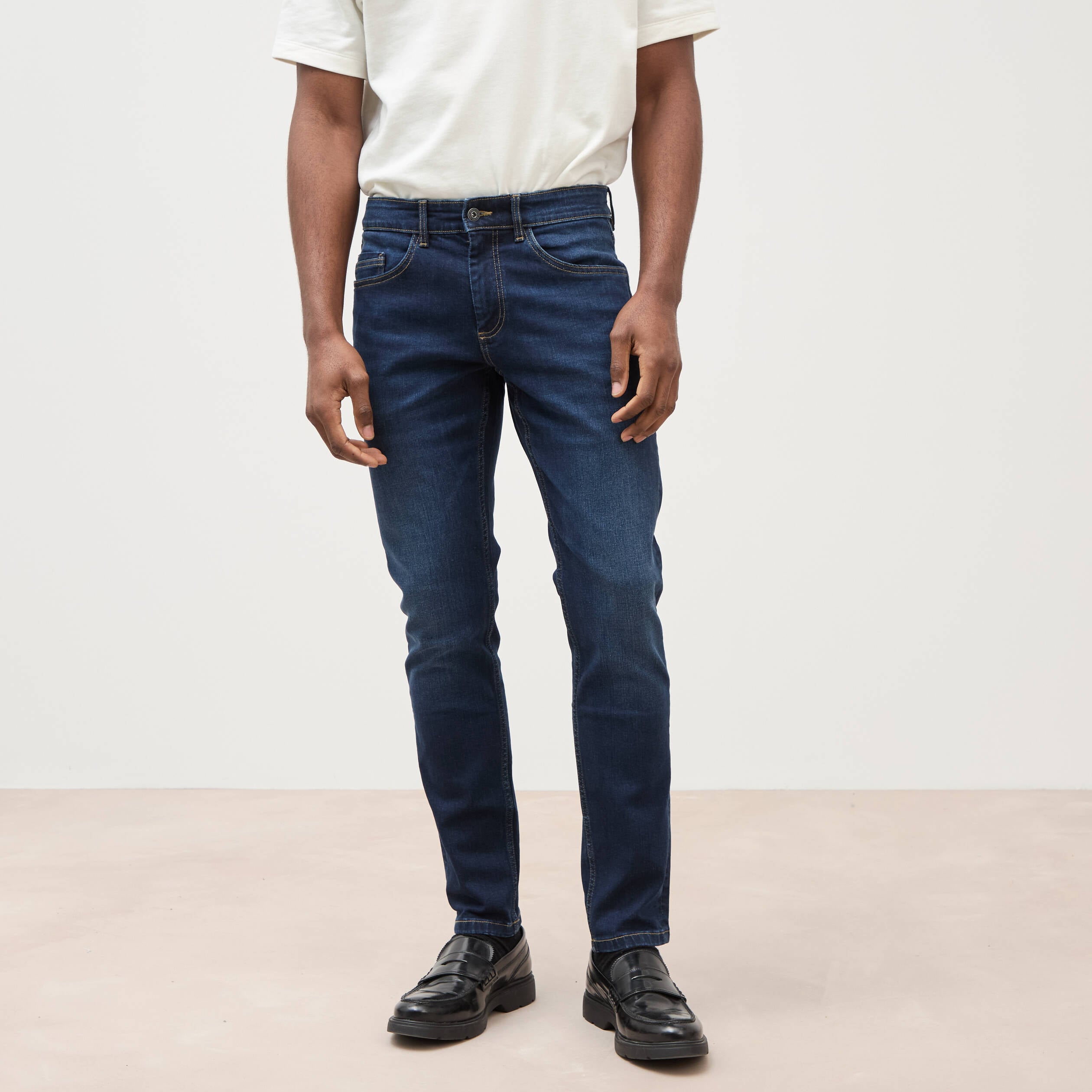 Jeans slim 5 poches longueur 32 denim brut homme