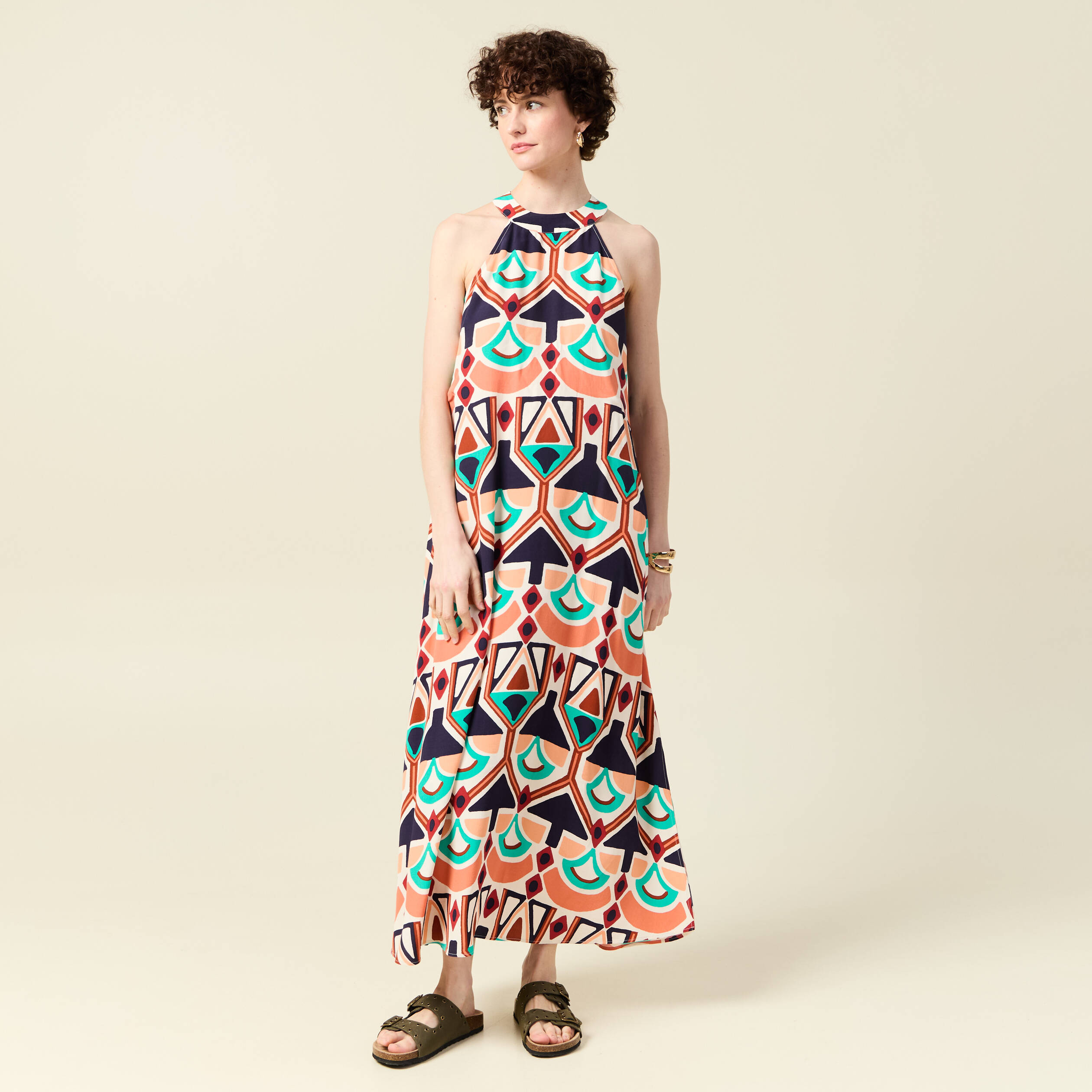 robe longue droite orange femme Robe longue droite orange femme