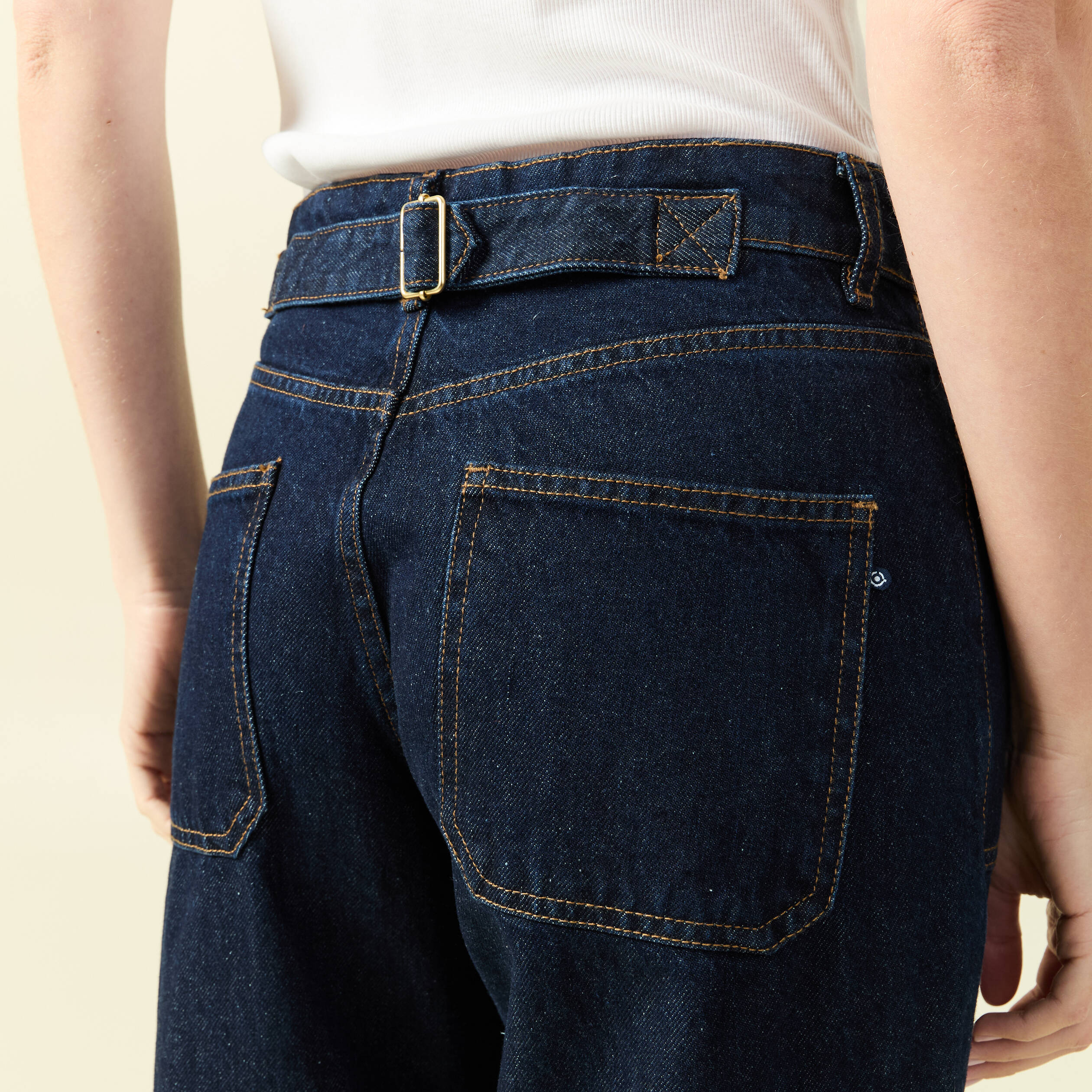 Jeans wide large taille haute denim brut rinse femme