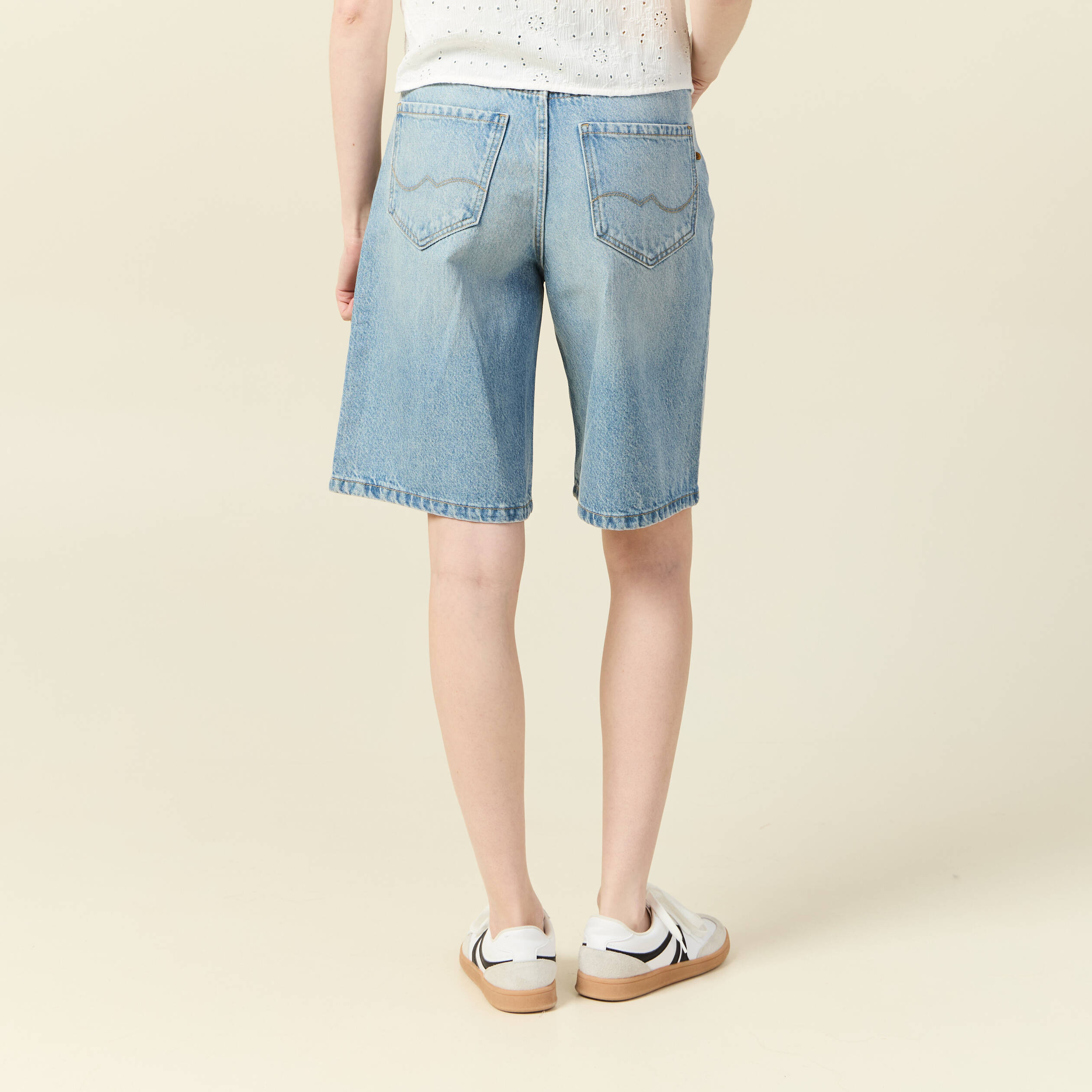 bermuda large en jean denim used femme Bermuda large en jean denim used femme