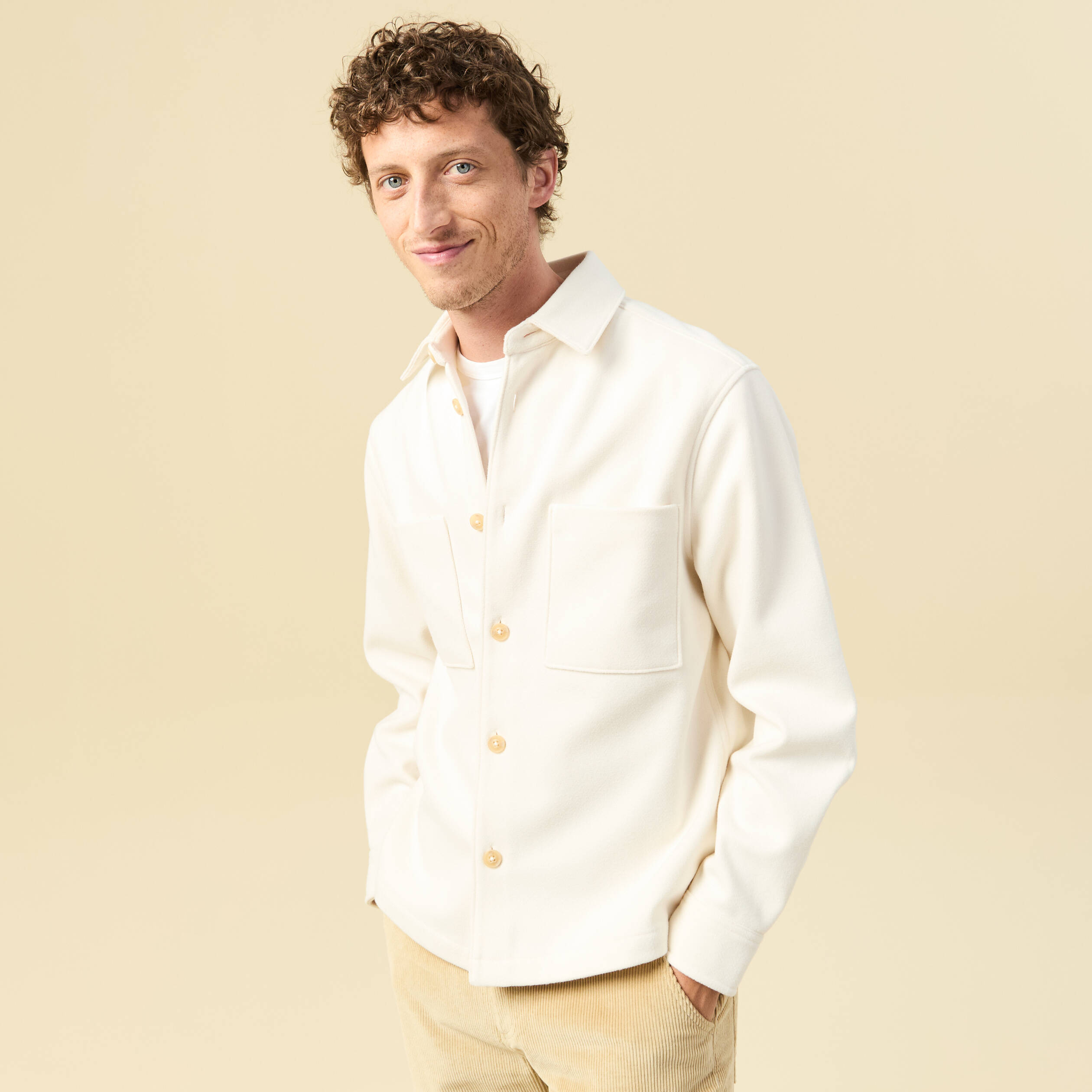 Surchemise oversize col classique ecru homme