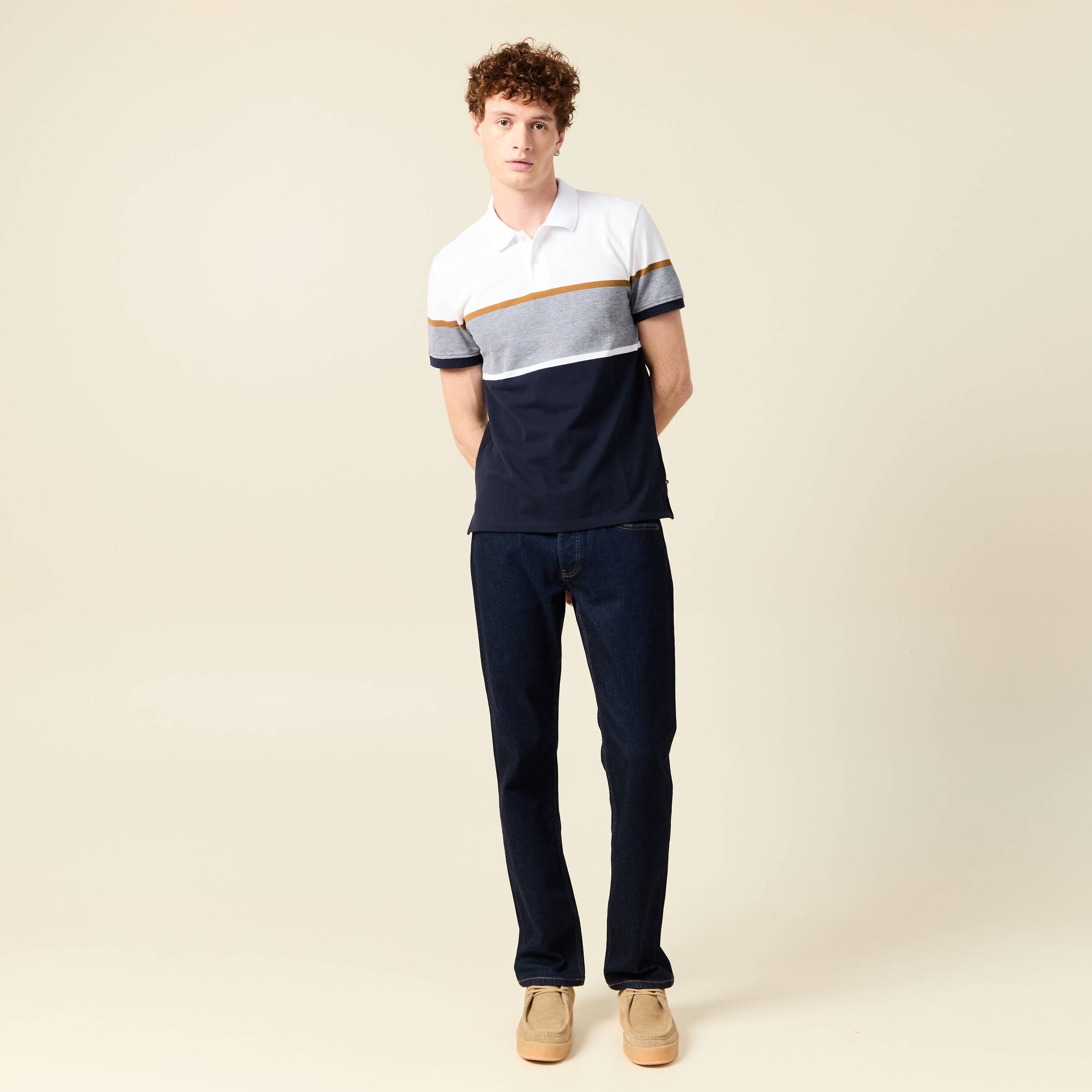 Polo manches courtes blanc homme