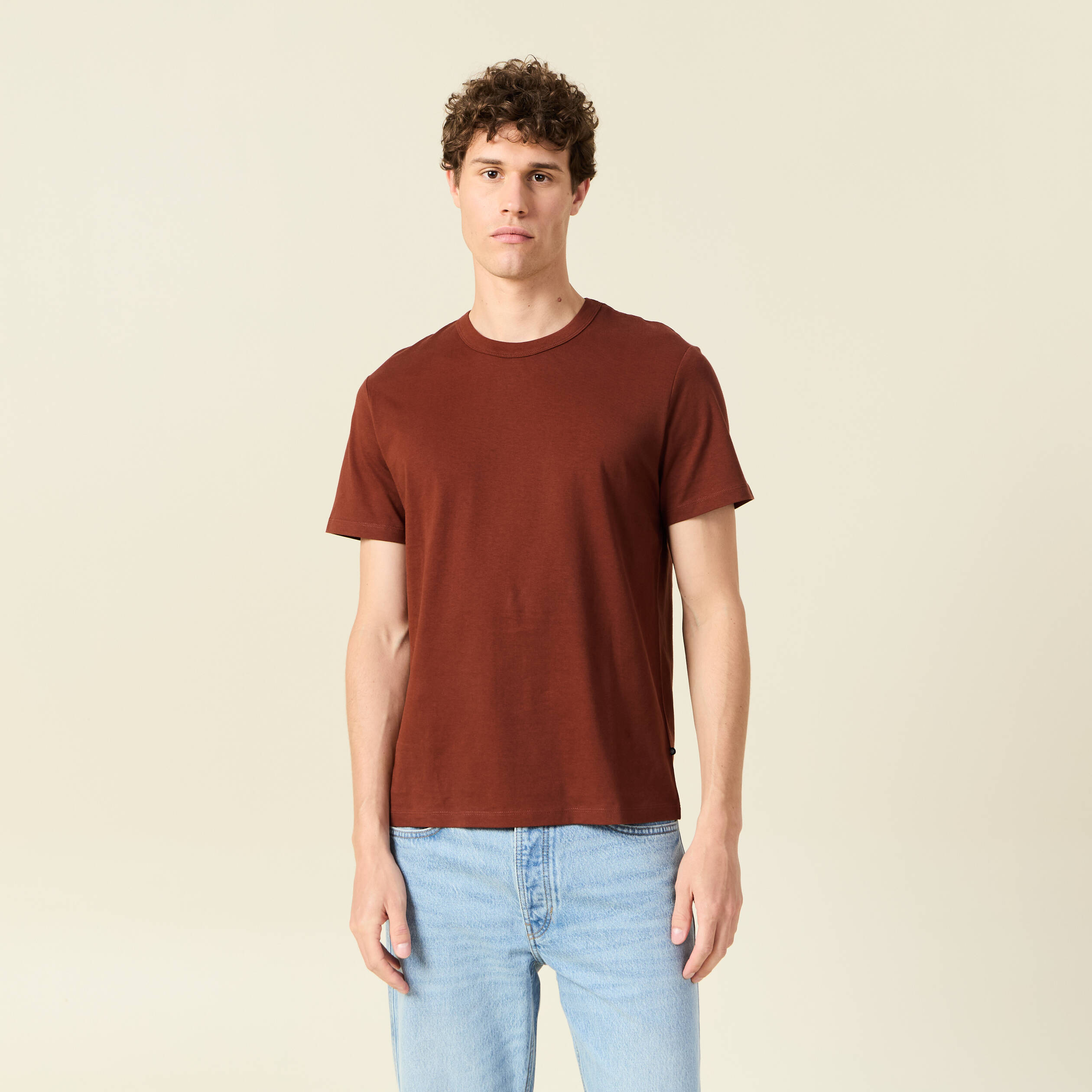 t shirt eco responsable marron cognac homme T-shirt éco-responsable marron cognac homme