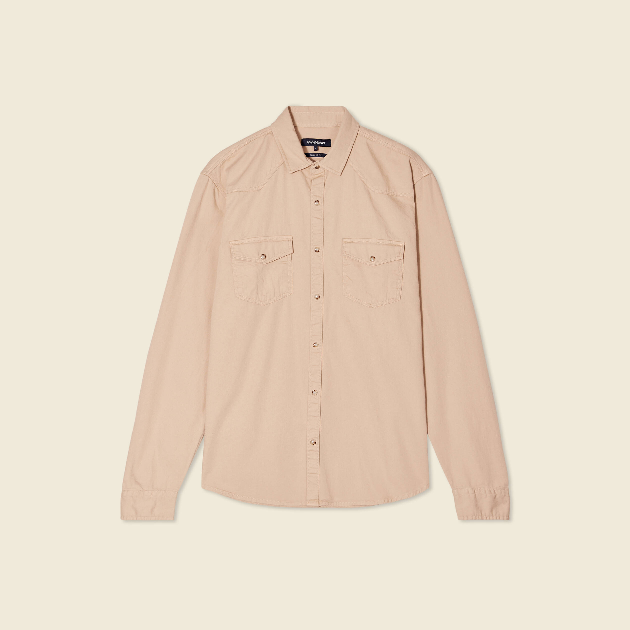 chemise manches longues beige homme Chemise manches longues beige homme