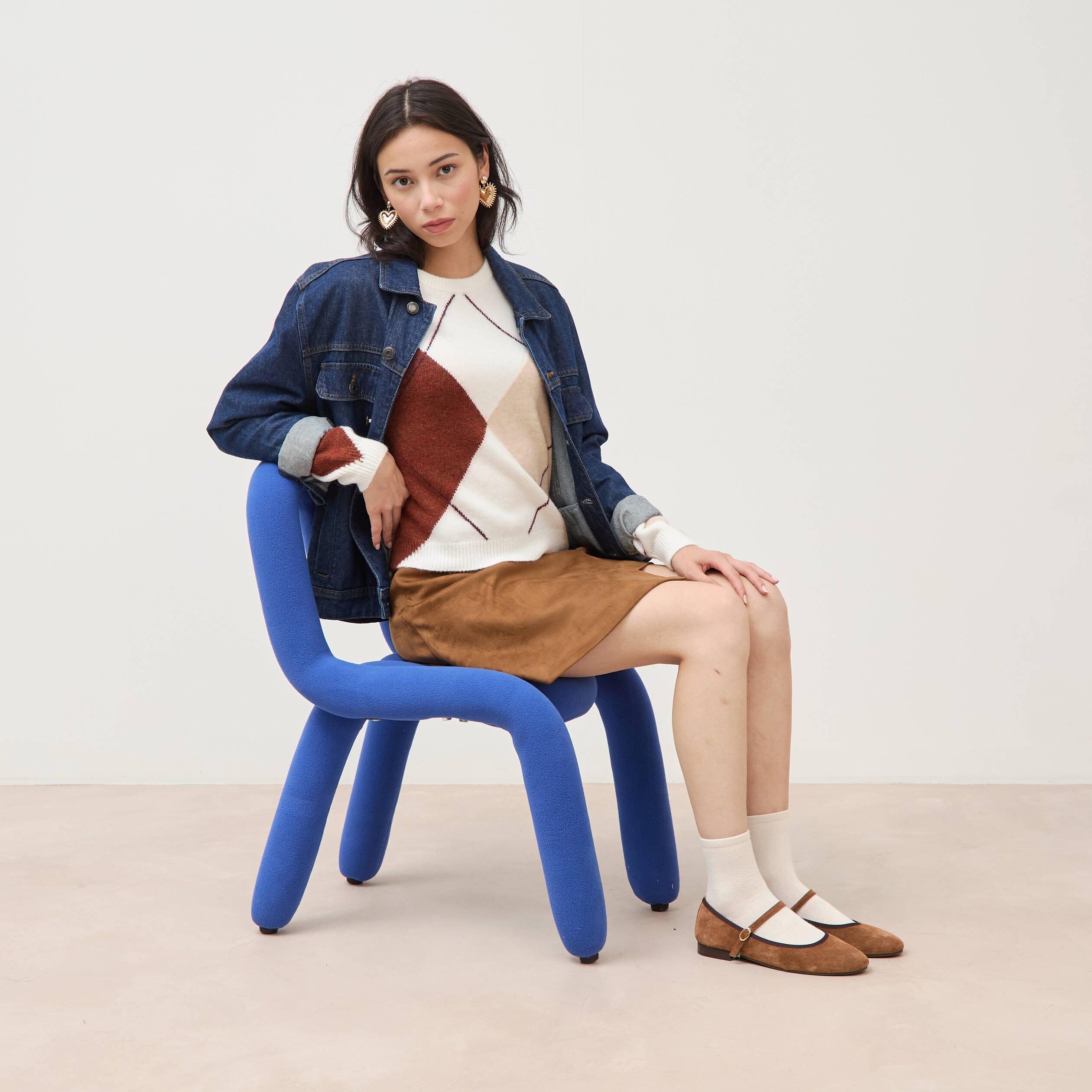 Pull col rond manches longues ecru femme