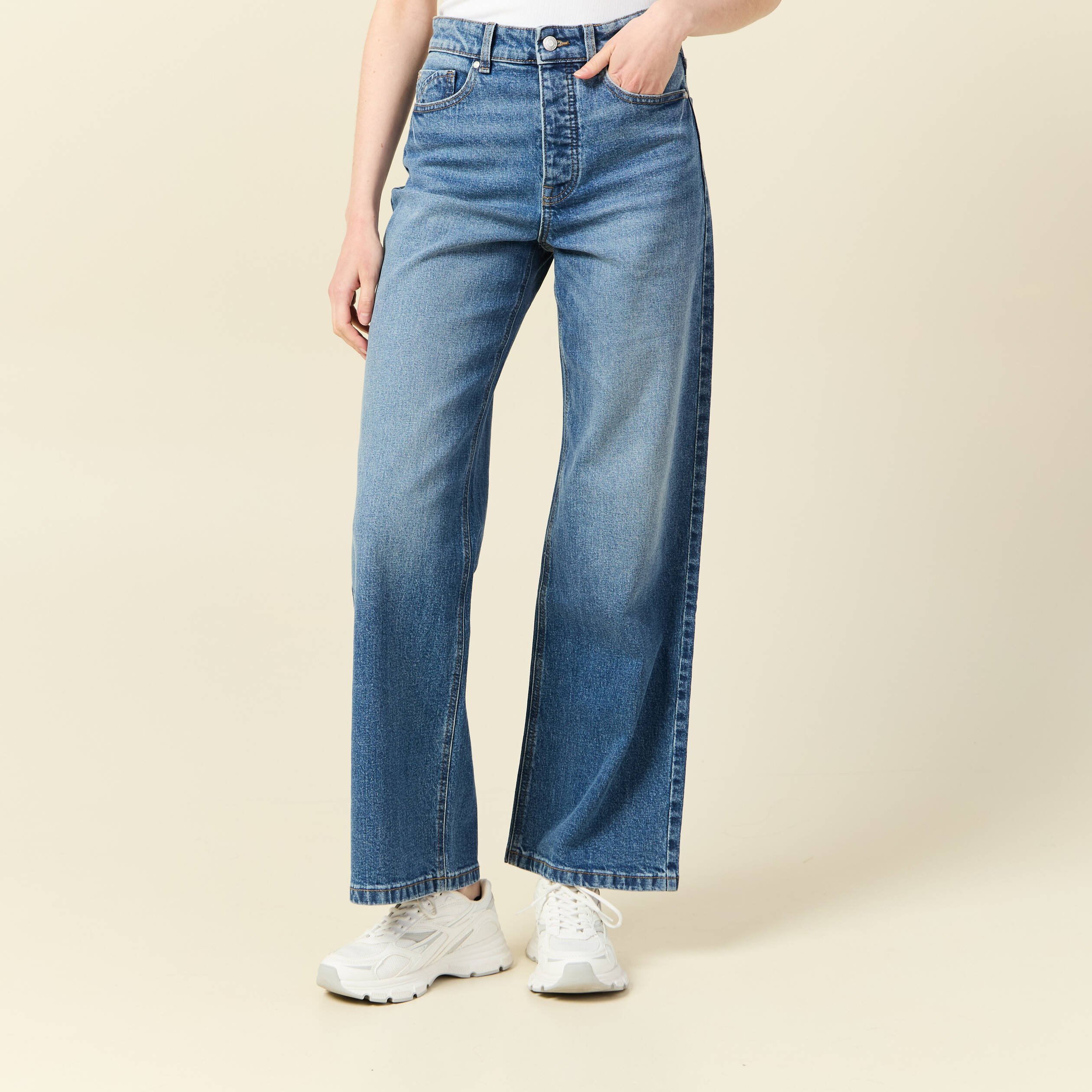 jeans large taille haute denim stone femme Jeans large taille haute denim stone femme