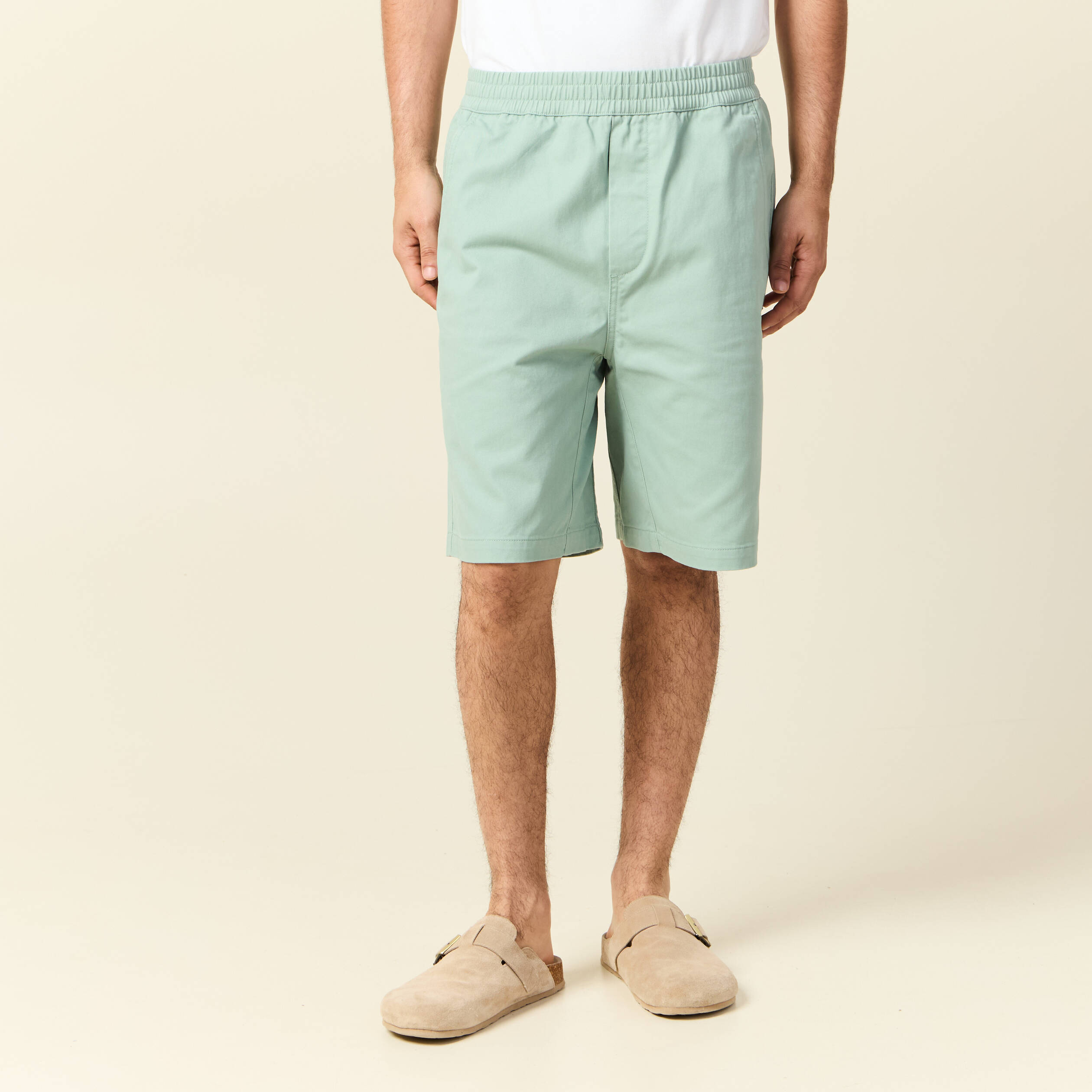 Bermuda droit vert olive homme