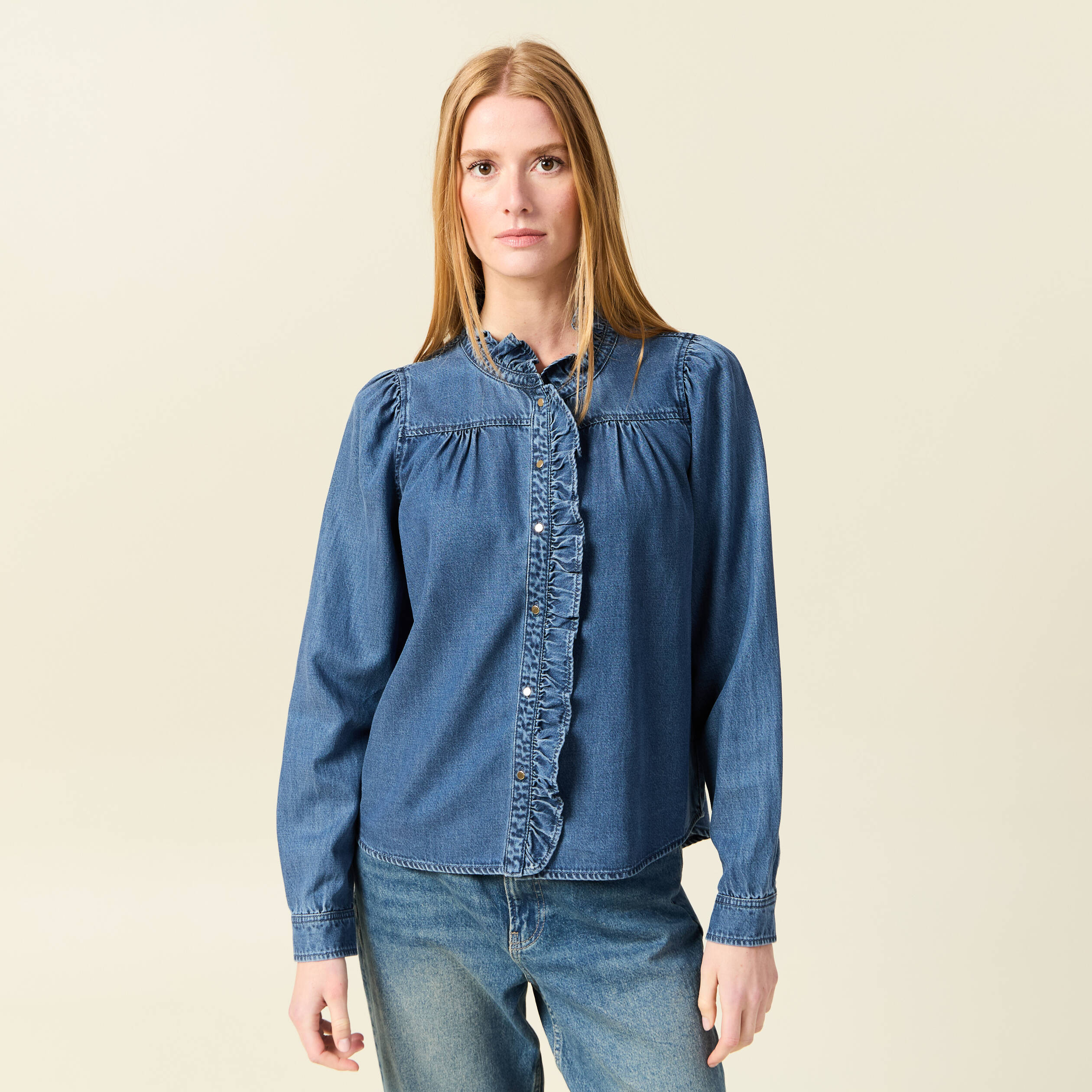 Chemise en jeans manches longues denim stone femme Bonobo