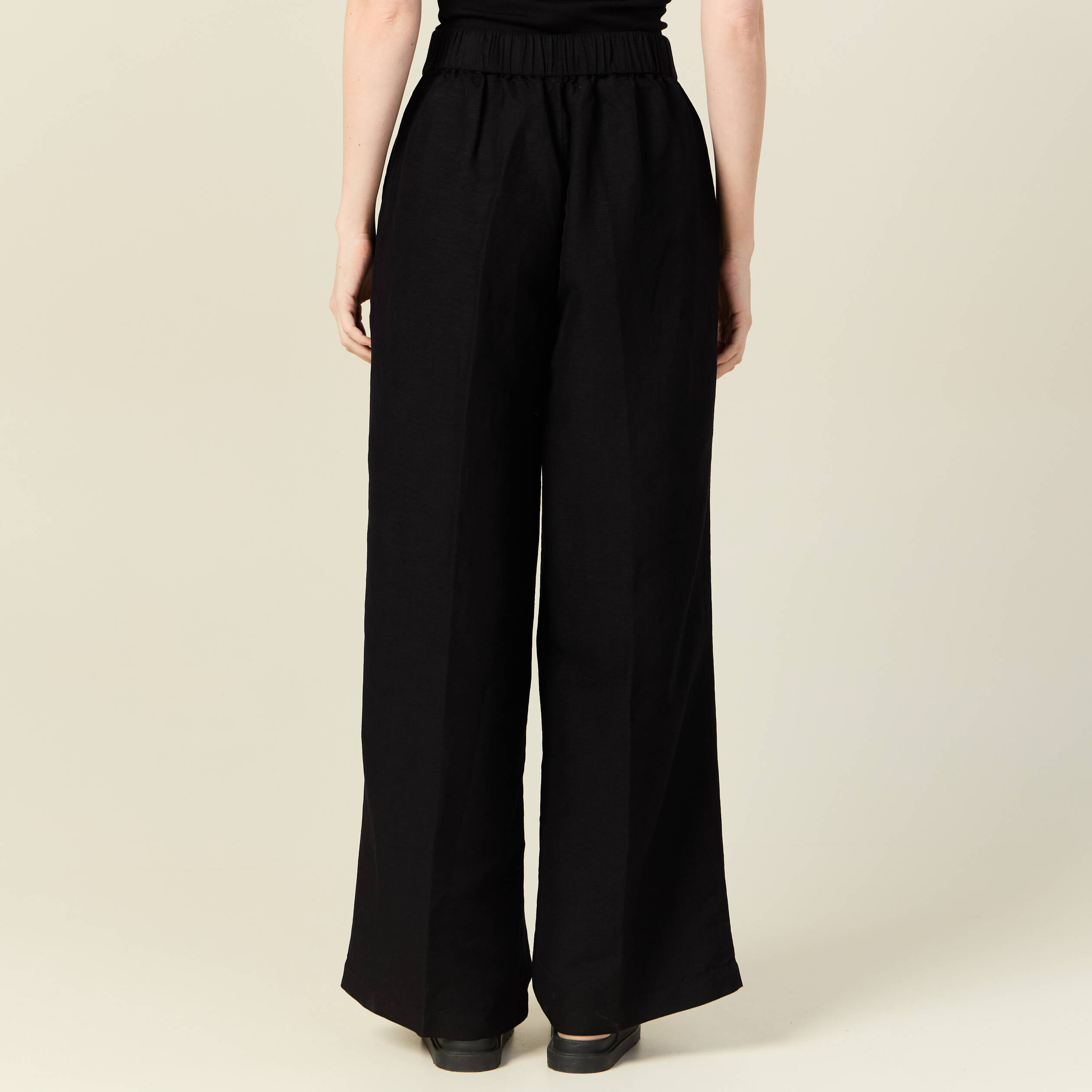 pantalon large fluide noir femme Pantalon large fluide noir femme