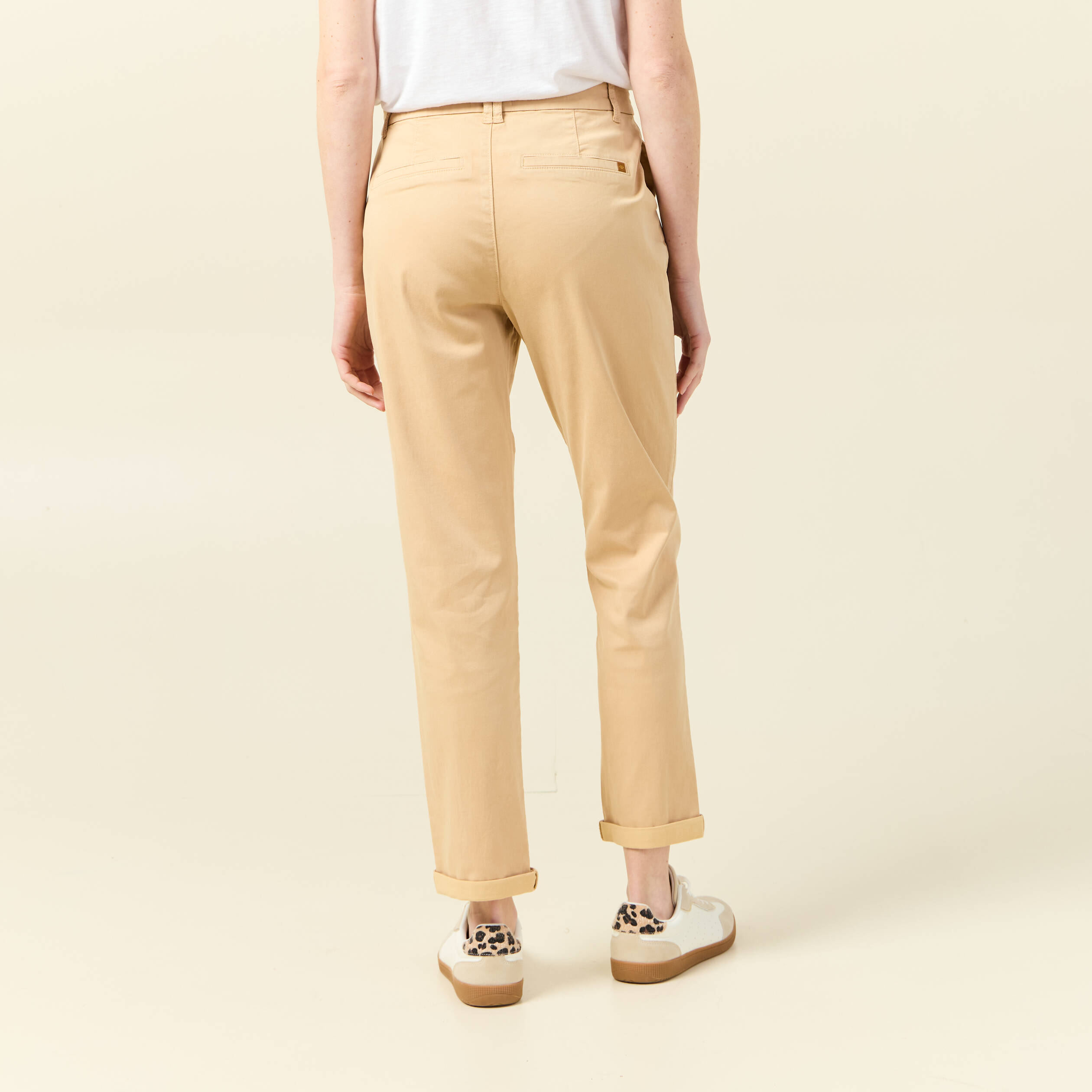 pantalon chino cigarette beige femme Pantalon chino cigarette beige femme