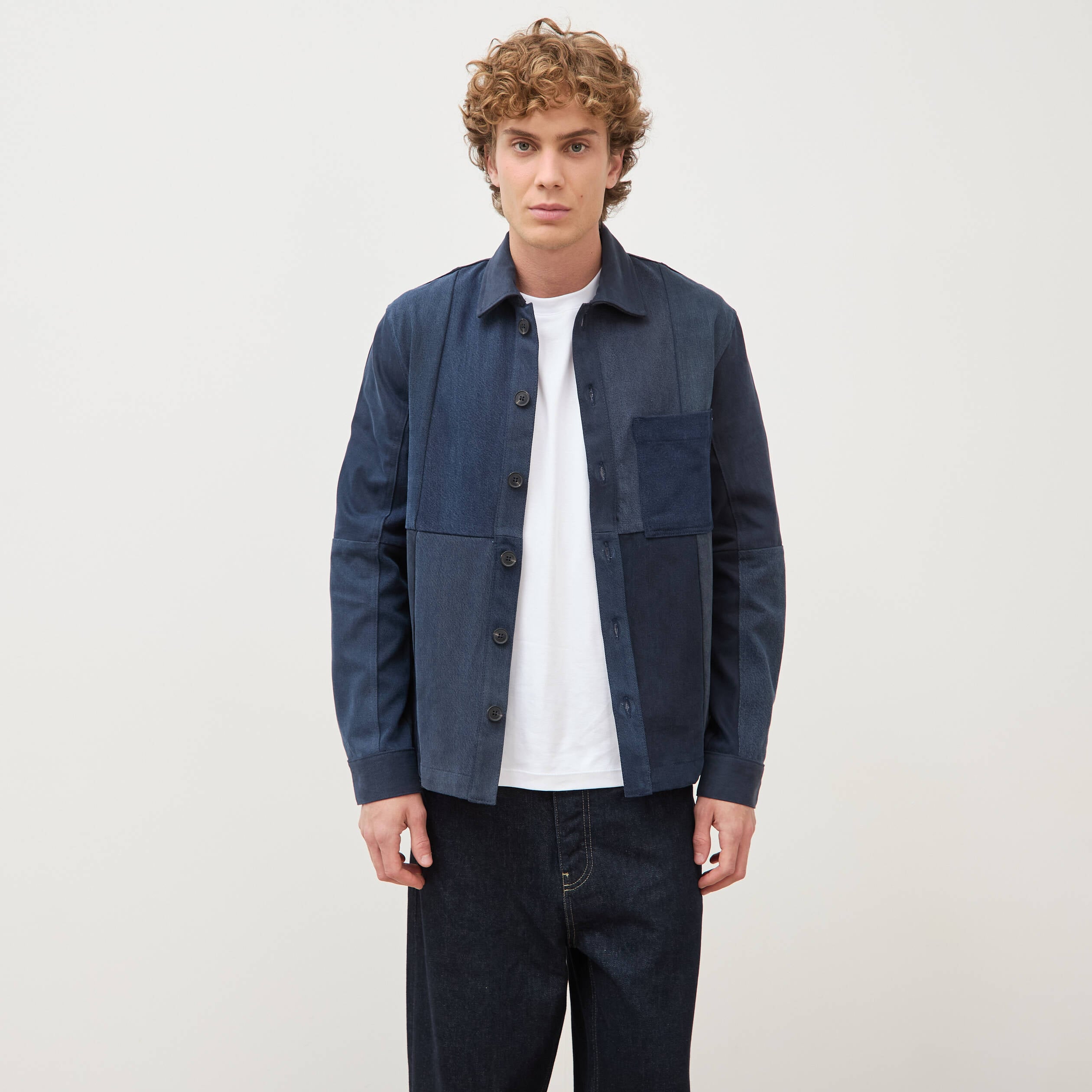 Surchemise droite manches longues denim brut homme
