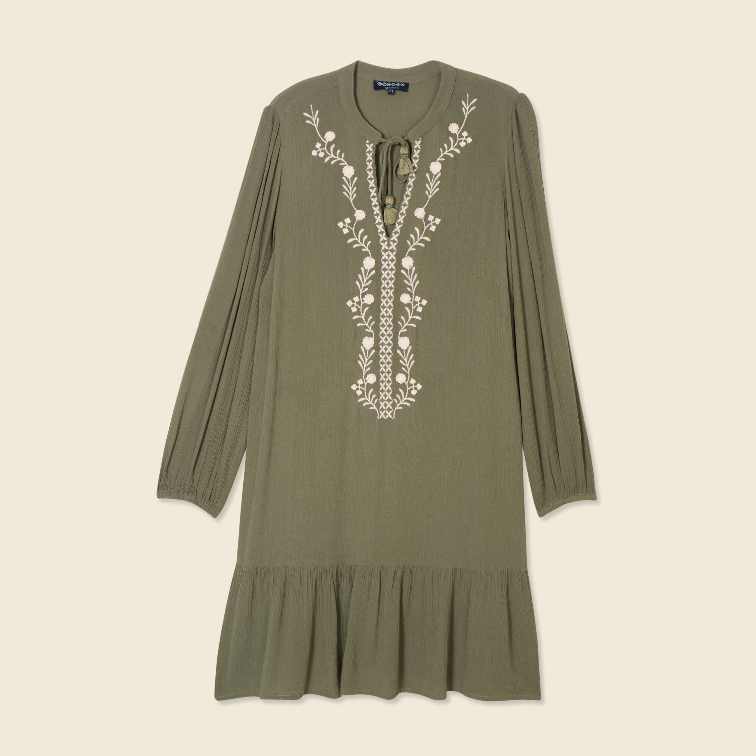 robe evasee broderie vert kaki femme Robe évasée broderie vert kaki femme