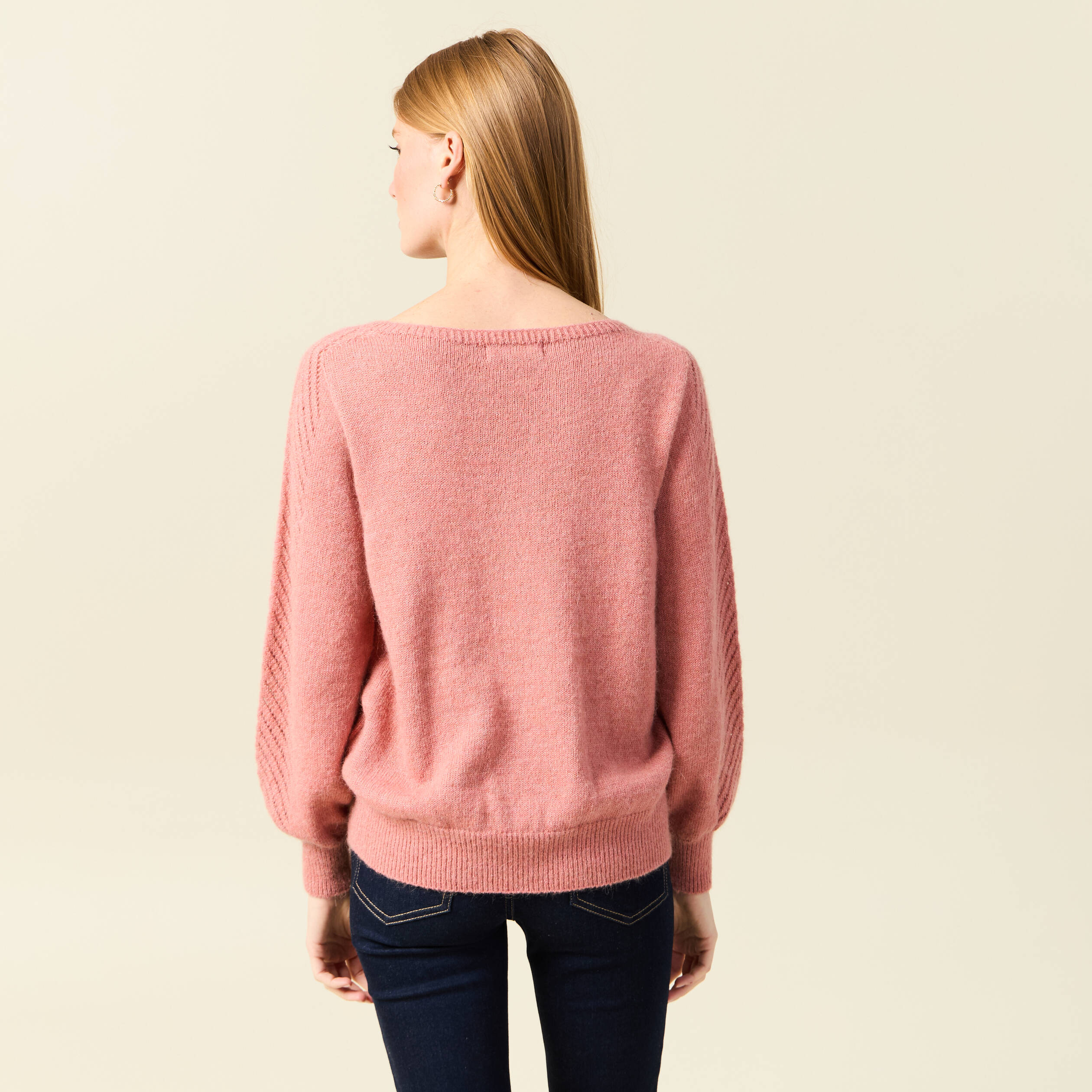 pull manches longues fabrique en france rose pastel femme Pull manches longues fabriqué en France rose pastel femme