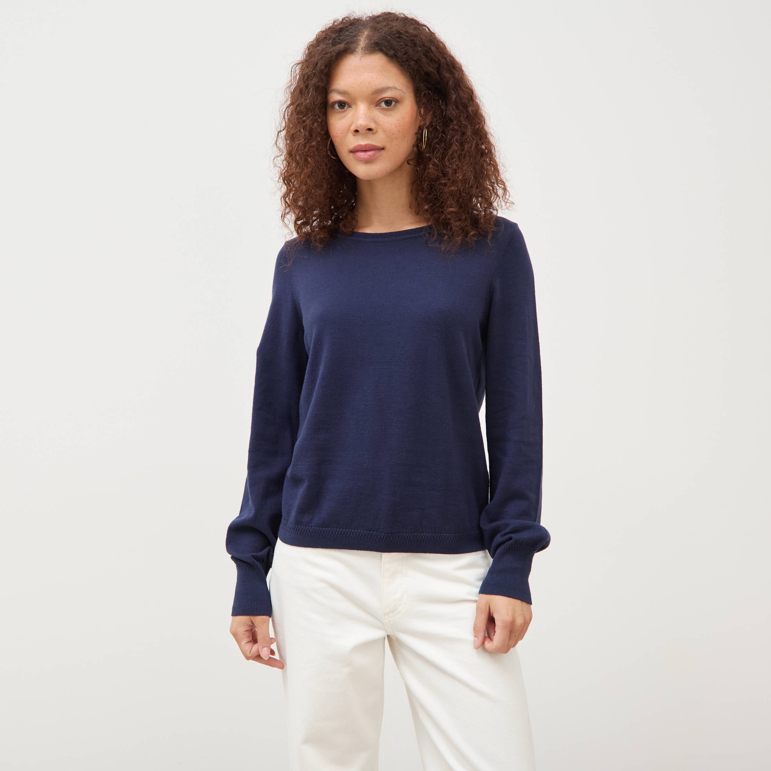 Pull manches longues bleu marine femme