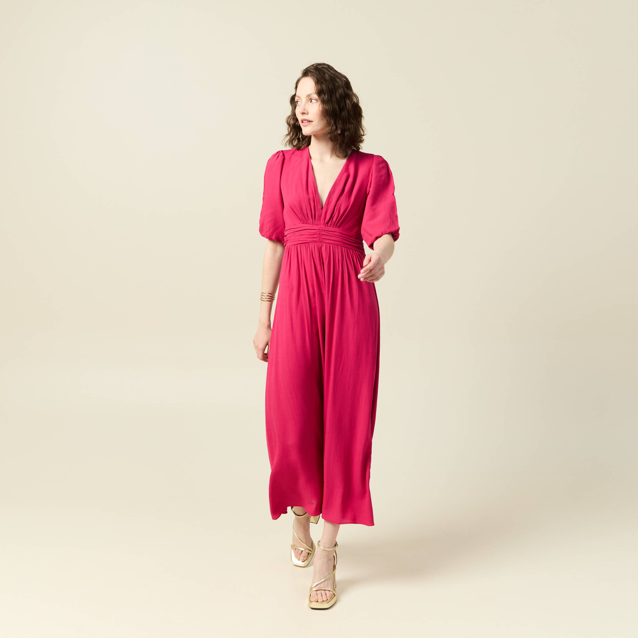 robe longue evasee rose framboise femme Robe longue évasée rose framboise femme