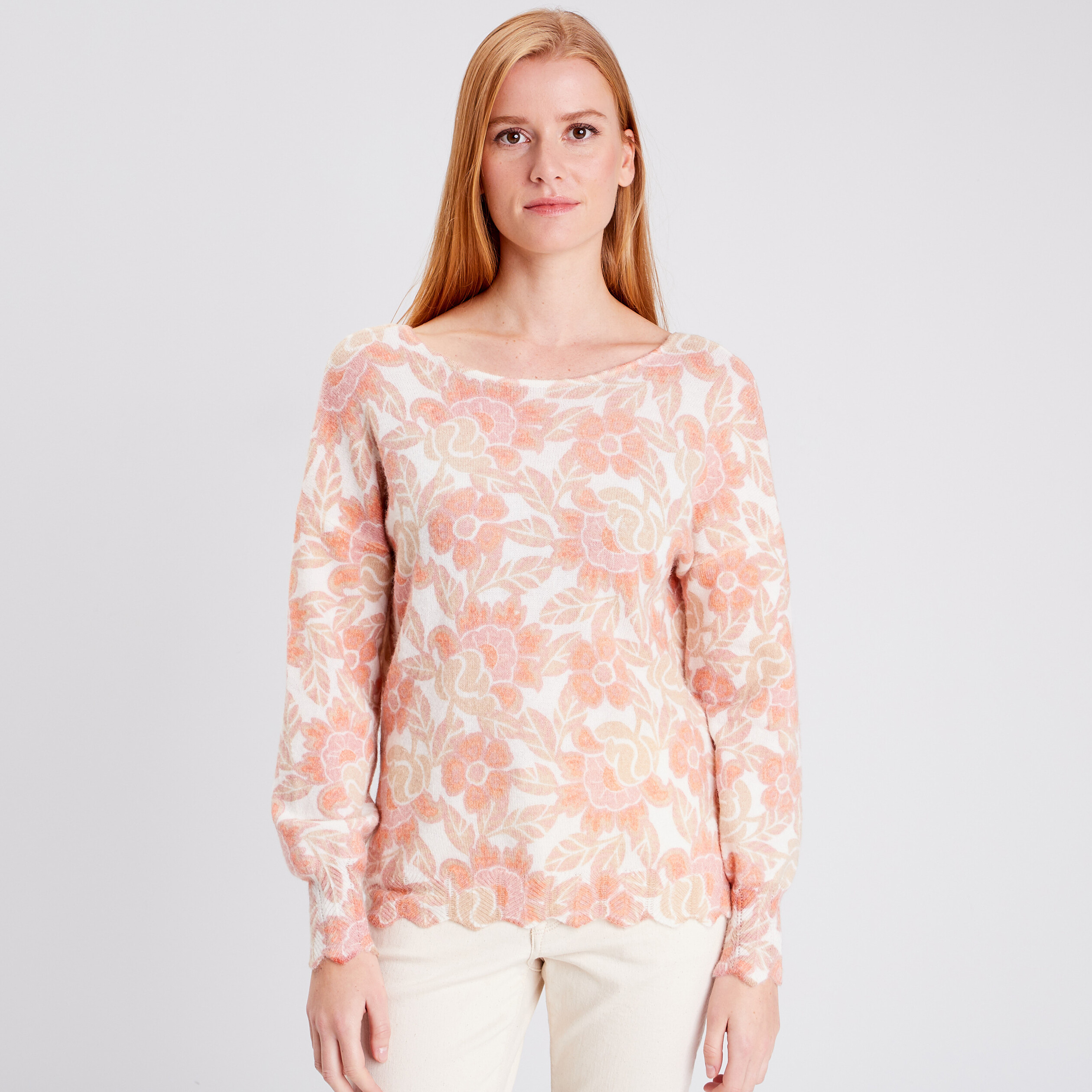Pull manches longues rose femme