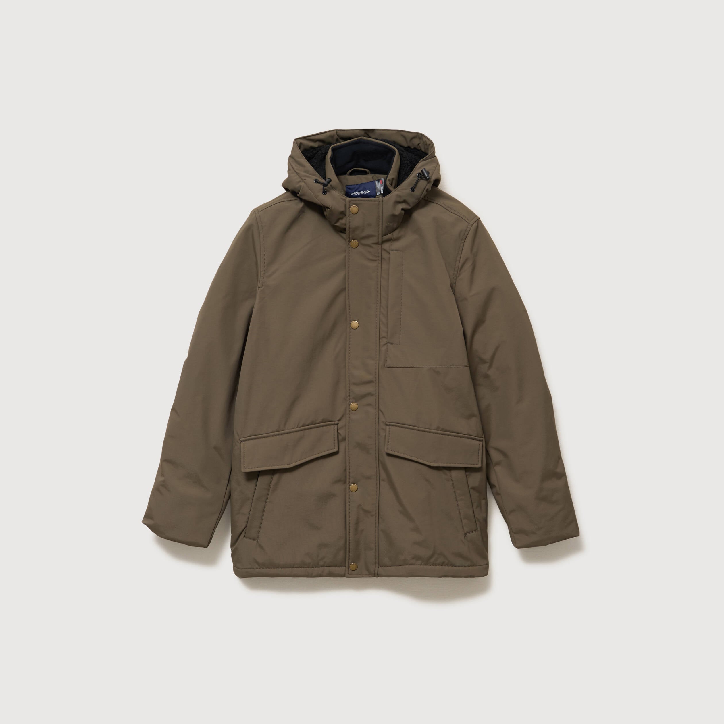 Parka longue droite &agrave; capuche taupe homme