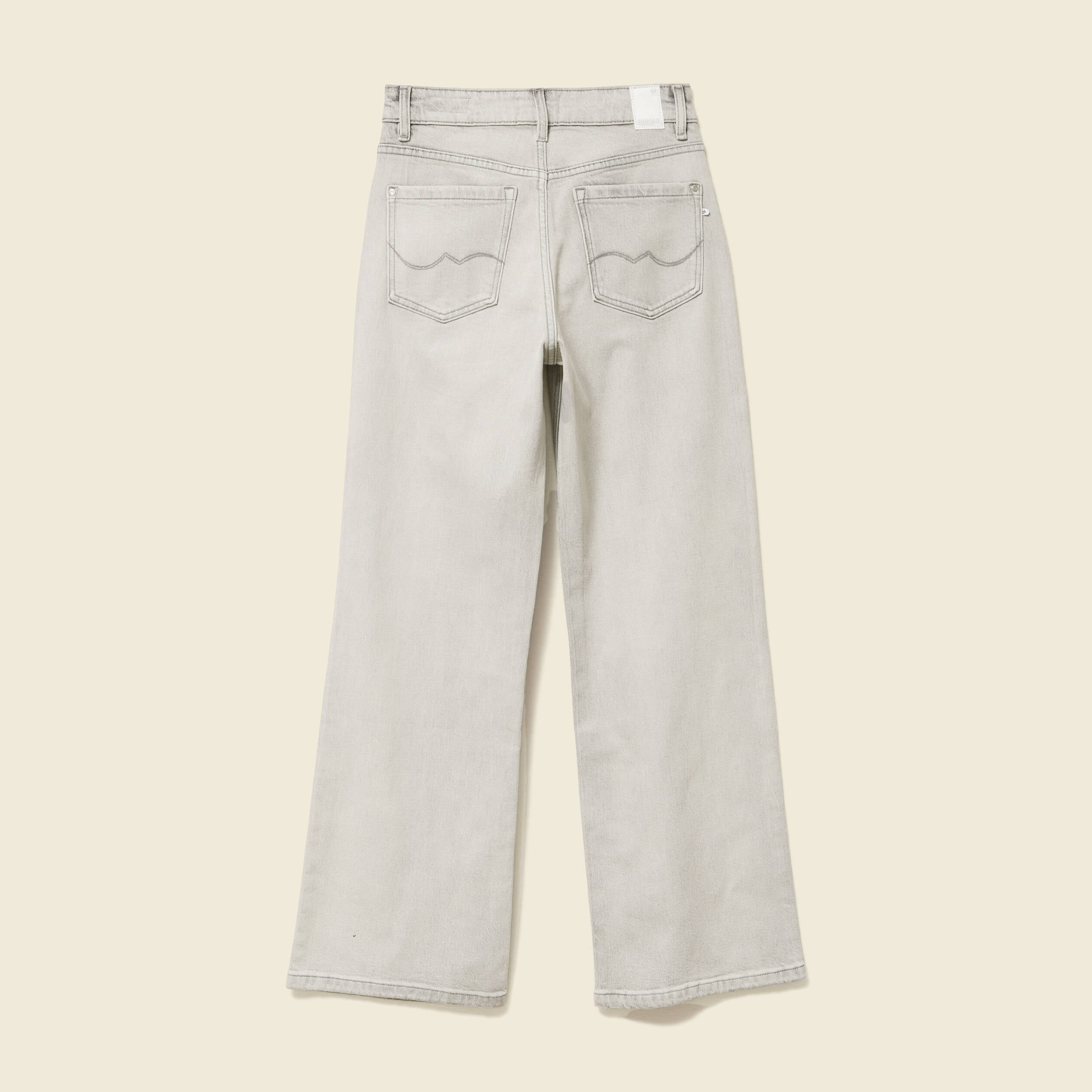 Jeans large taille haute denim gris clair femme