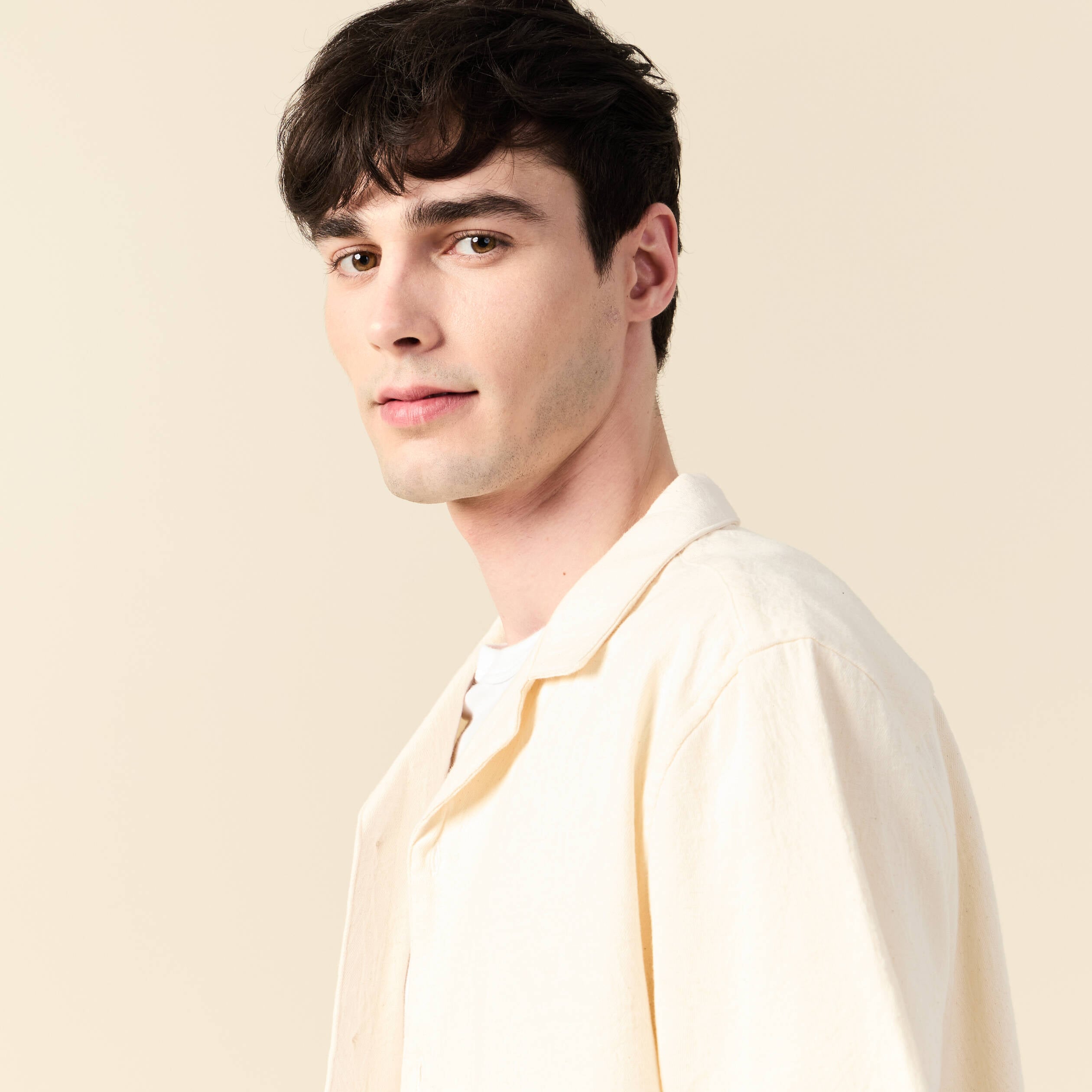 Chemise manches courtes ecru homme