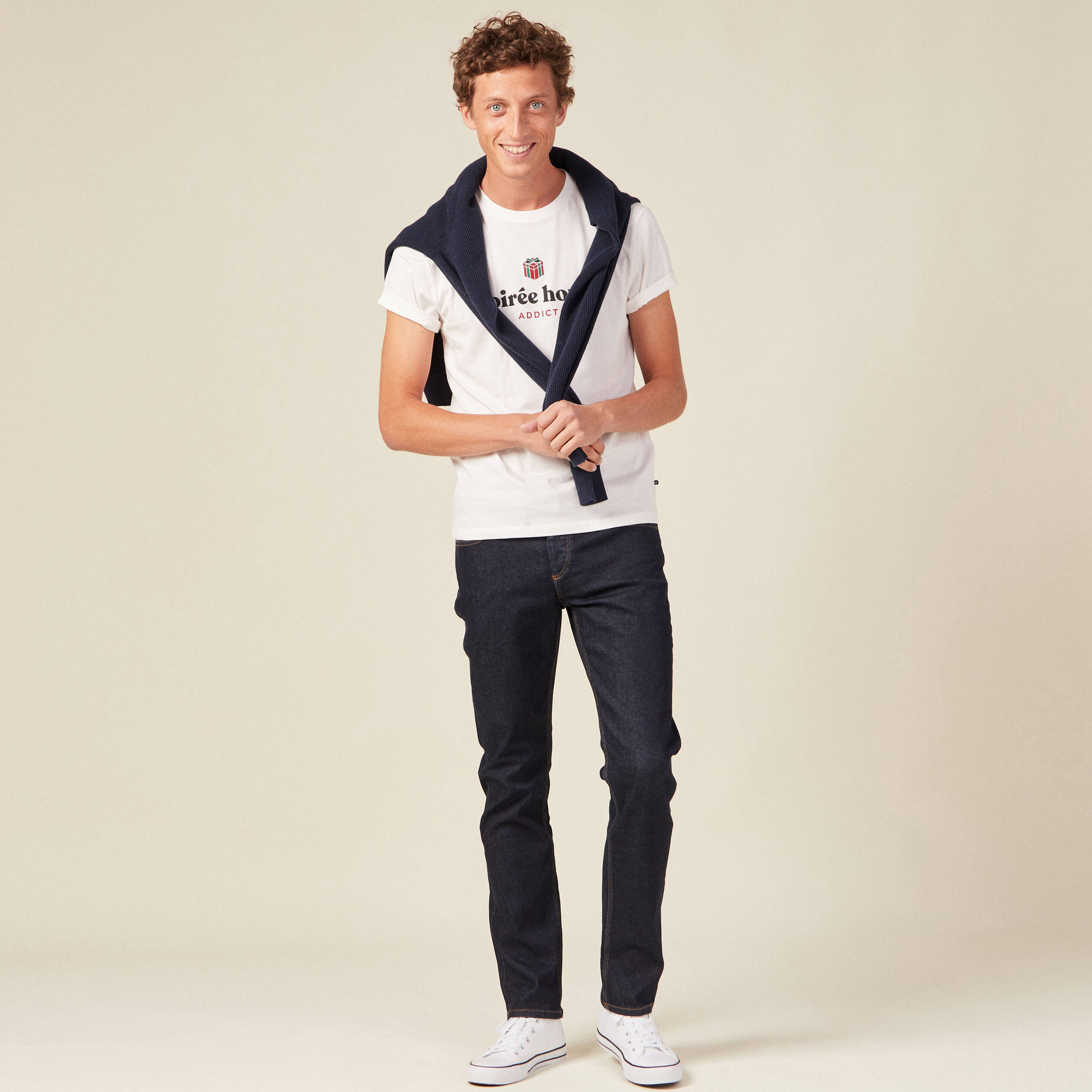 T-shirt manches courtes ecru homme