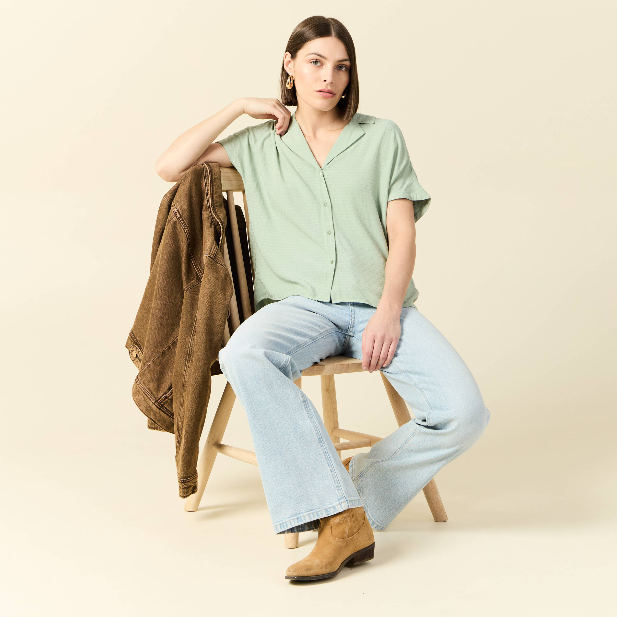 chemise manches courtes vert olive femme Chemise manches courtes vert olive femme
