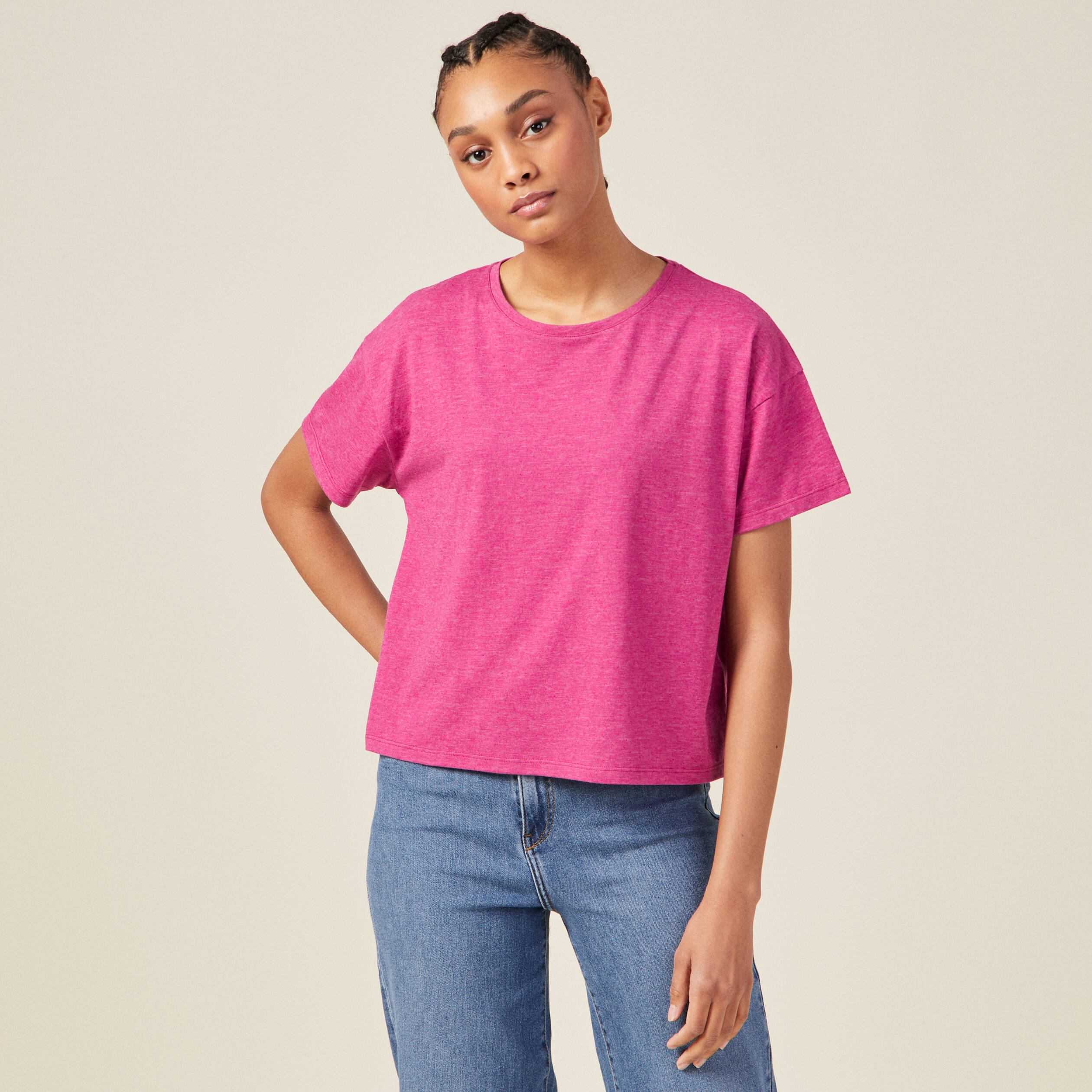 t shirt manches courtes violet clair femme T-shirt manches courtes violet clair femme