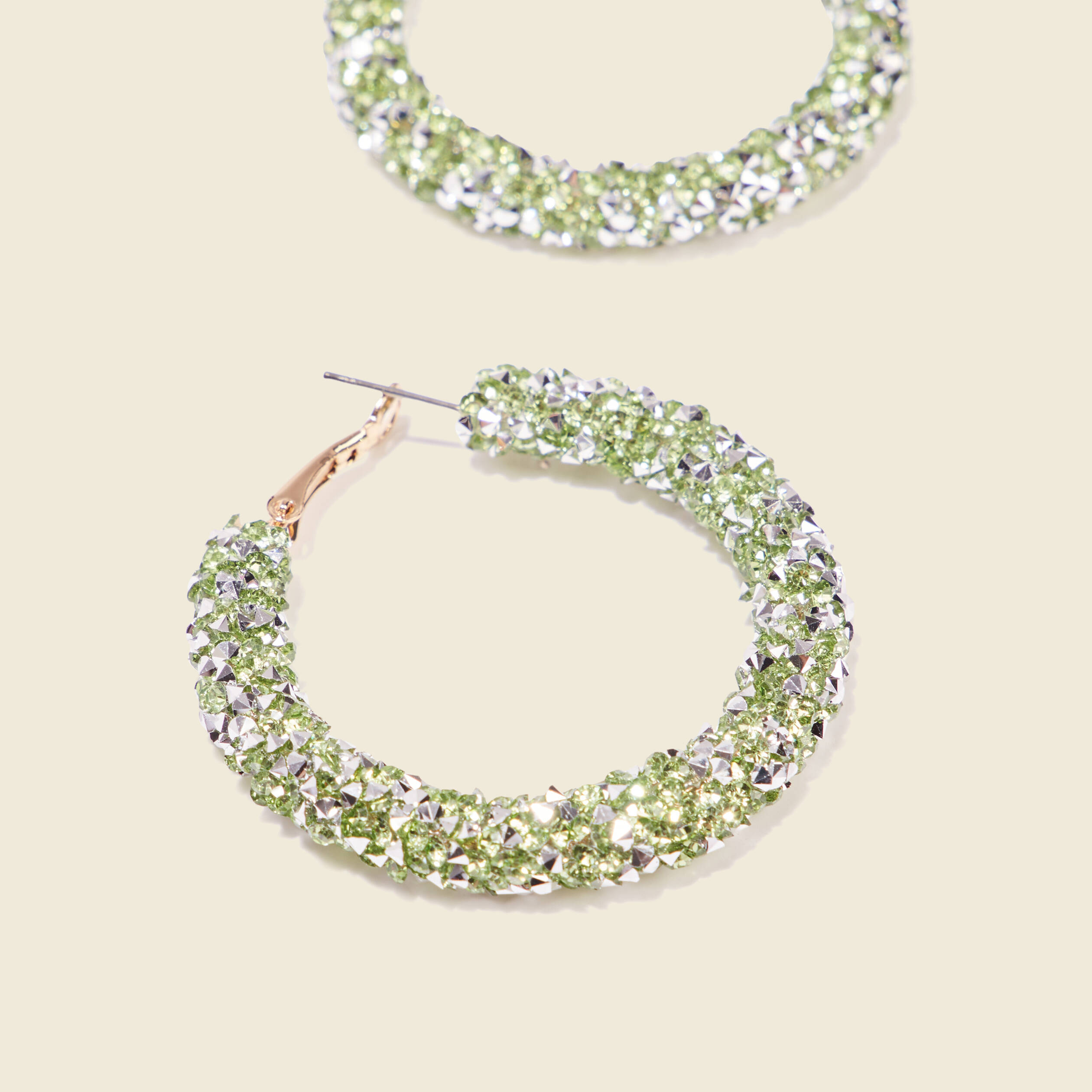 boucles doreilles creoles vert olive femme Boucles d'oreilles créoles vert olive femme