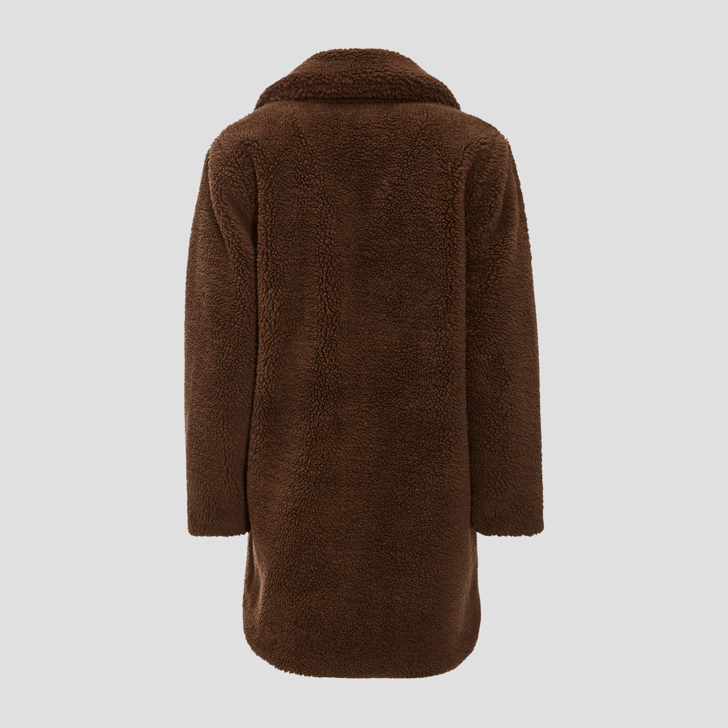 Manteau droit boutonn marron fonc femme