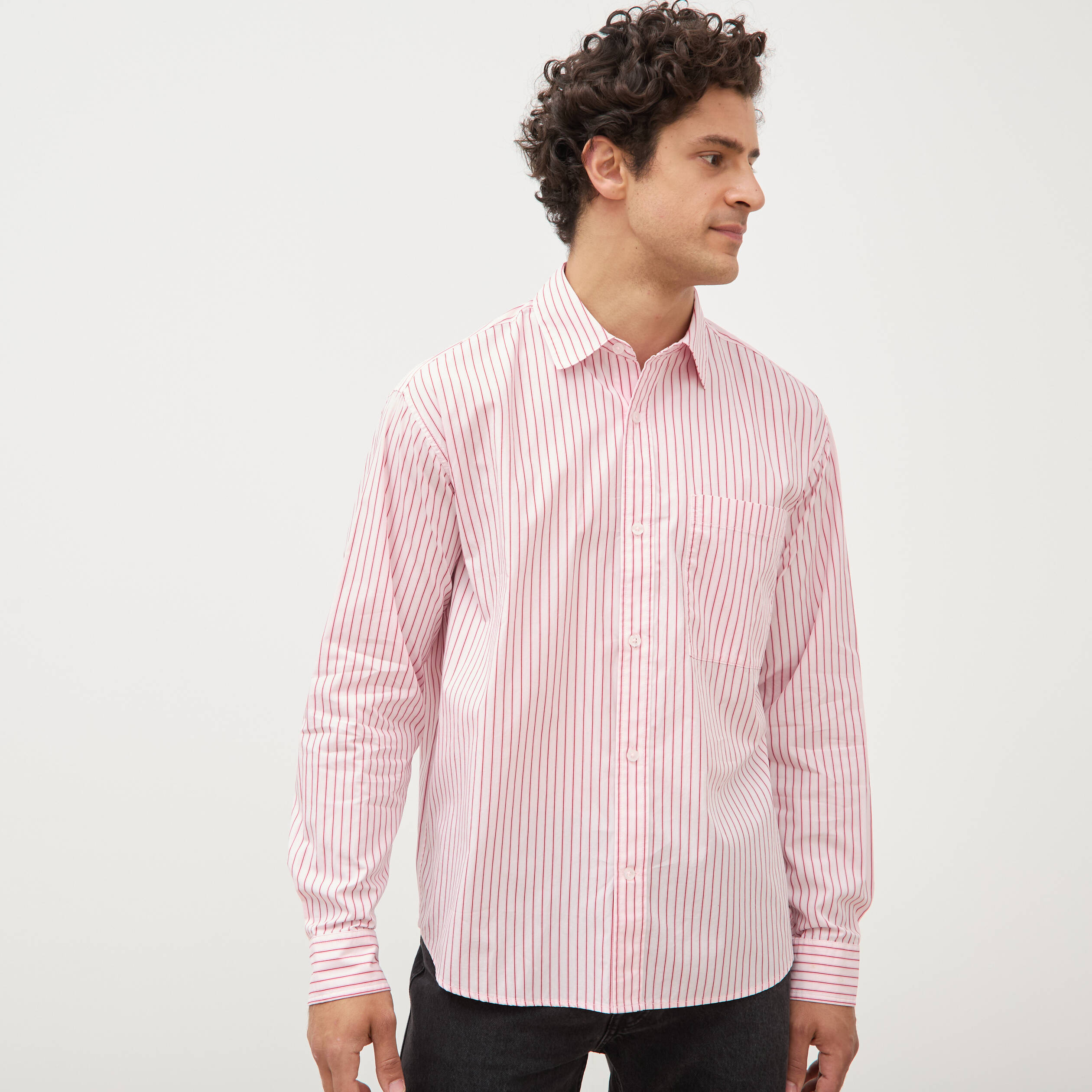 Chemise boyfriend en coton rose homme
