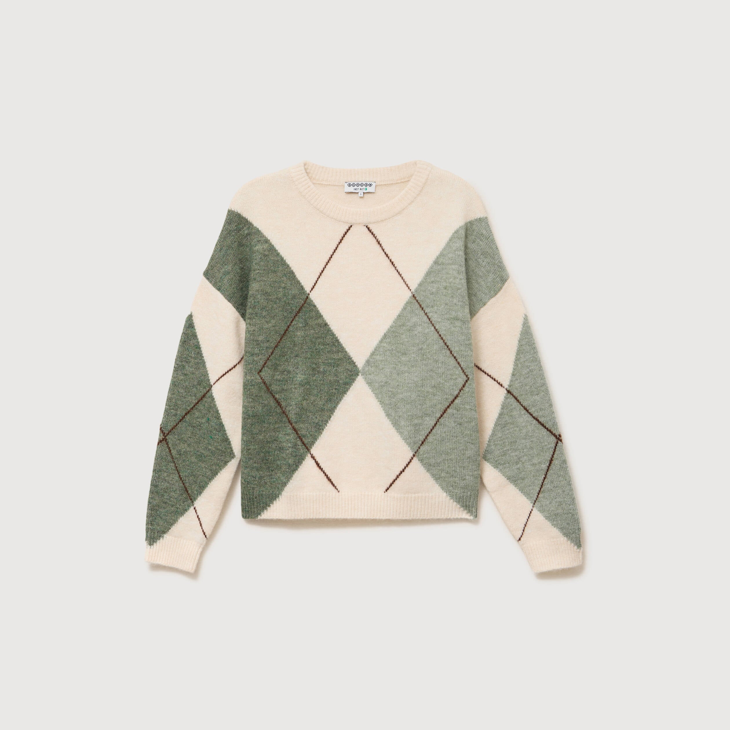 Pull col rond manches longues vert pastel femme