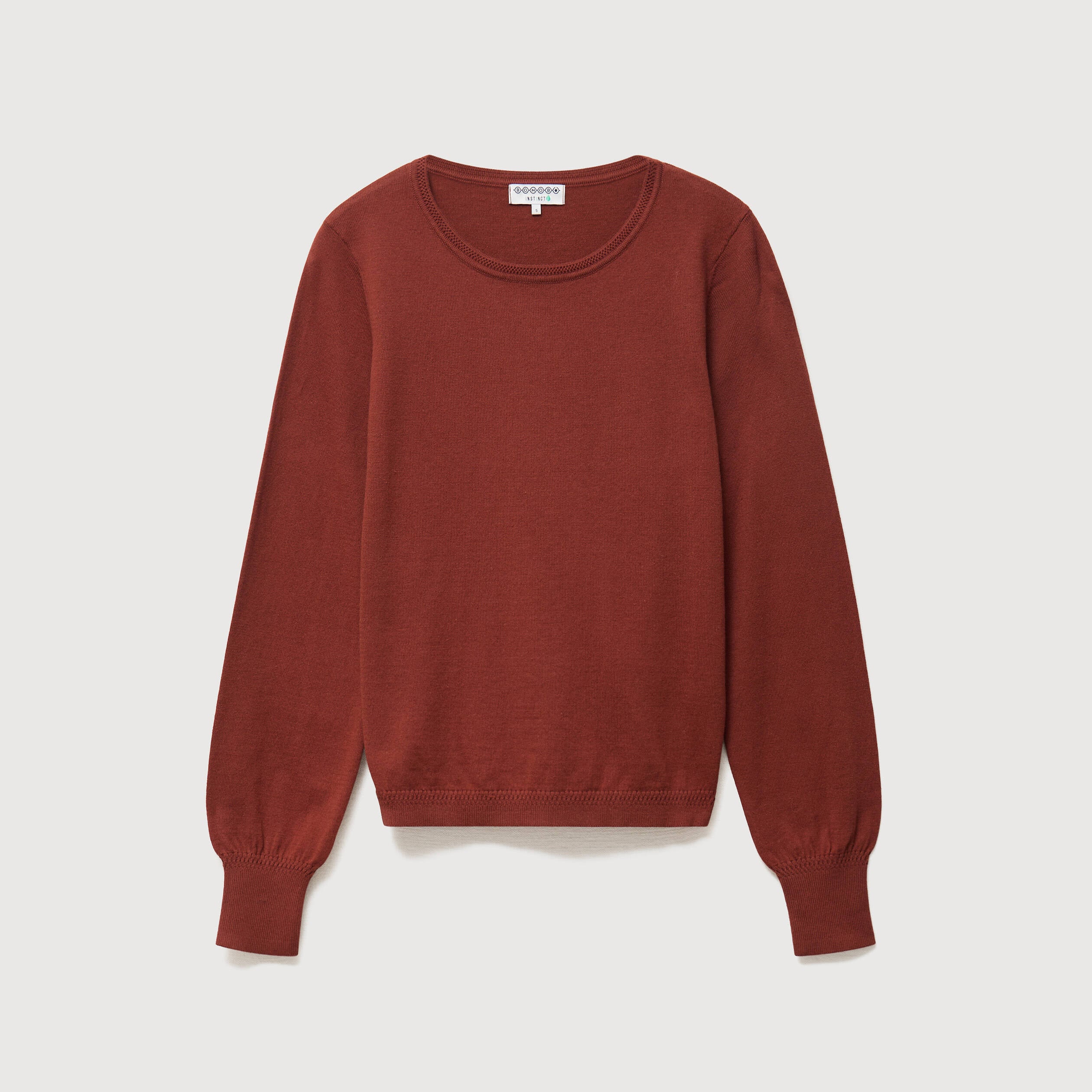 Pull manches longues marron cognac femme