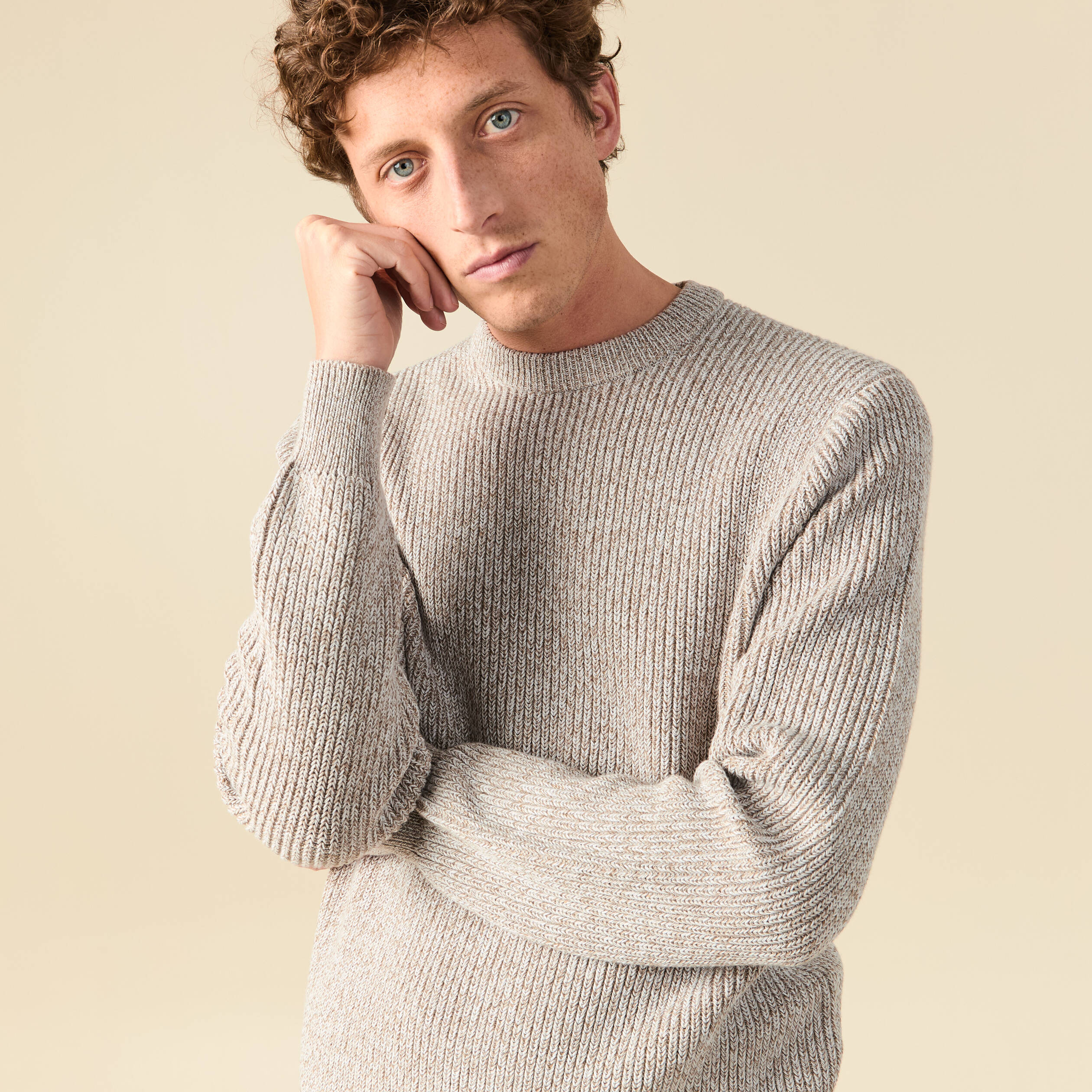 Pull manches longues gris clair homme