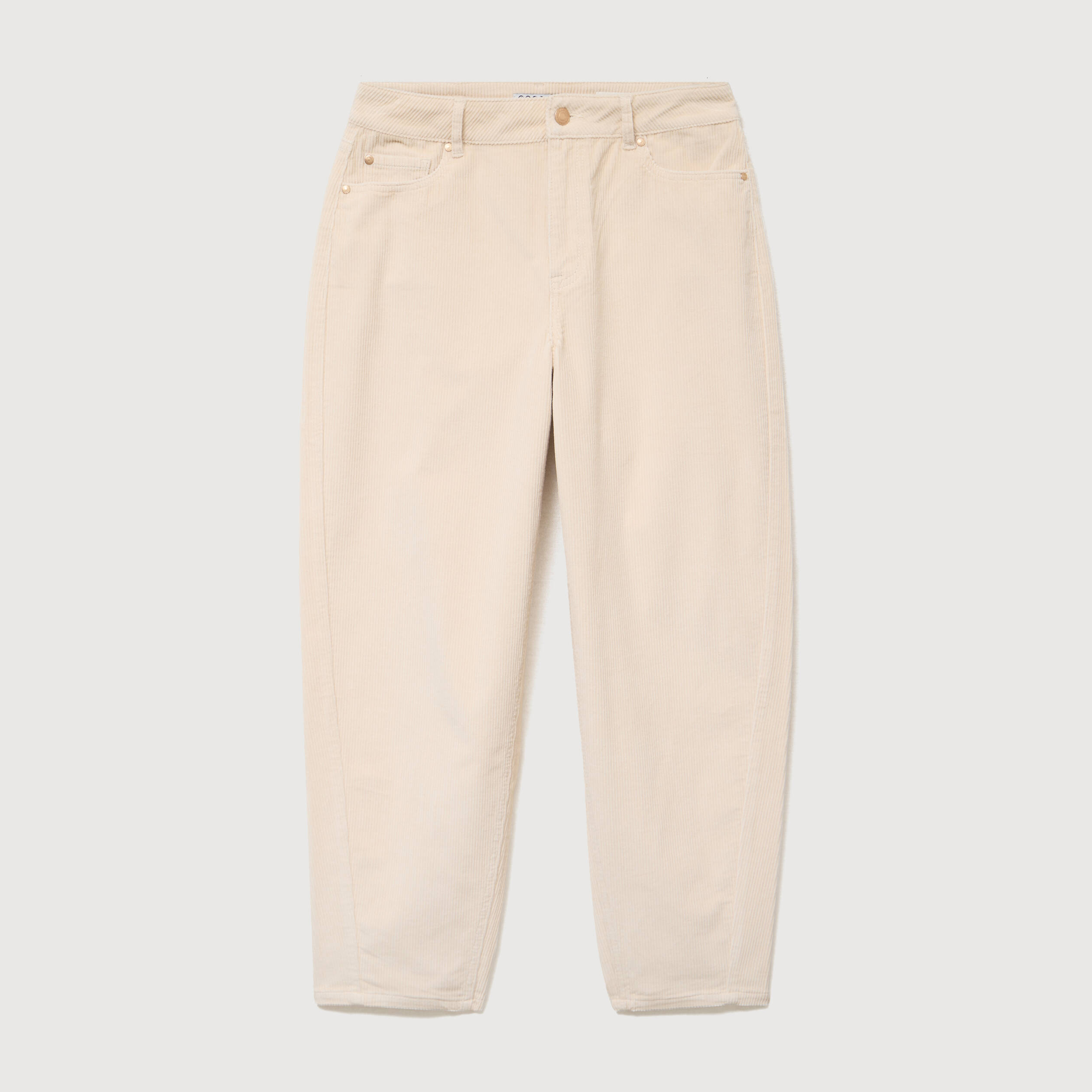 Pantalon barrel taille haute velours ivoire femme