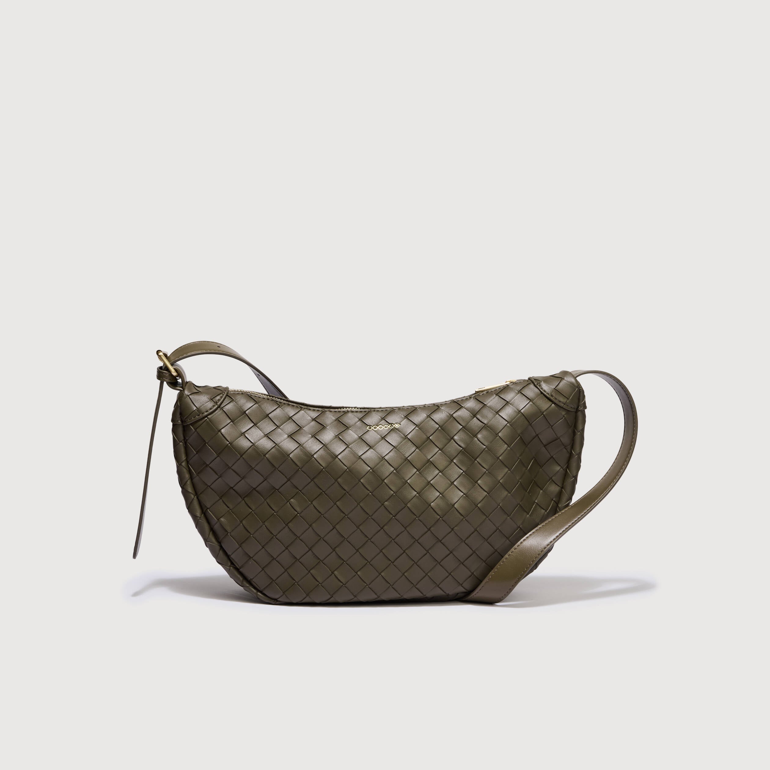 Sac bandouli&egrave;re tress&eacute; avec doublure vert olive femme