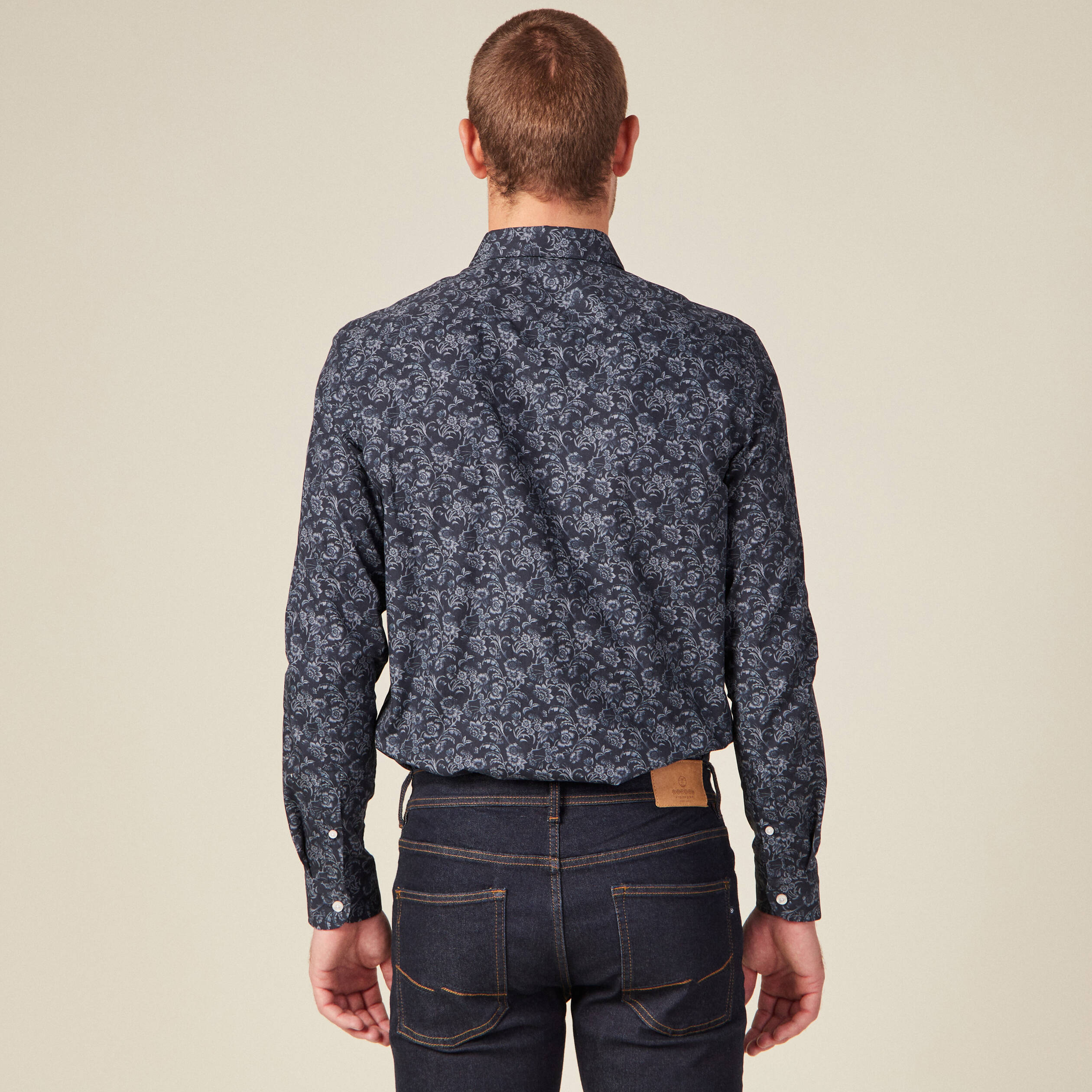 Chemise à manches longues bleu marine homme
