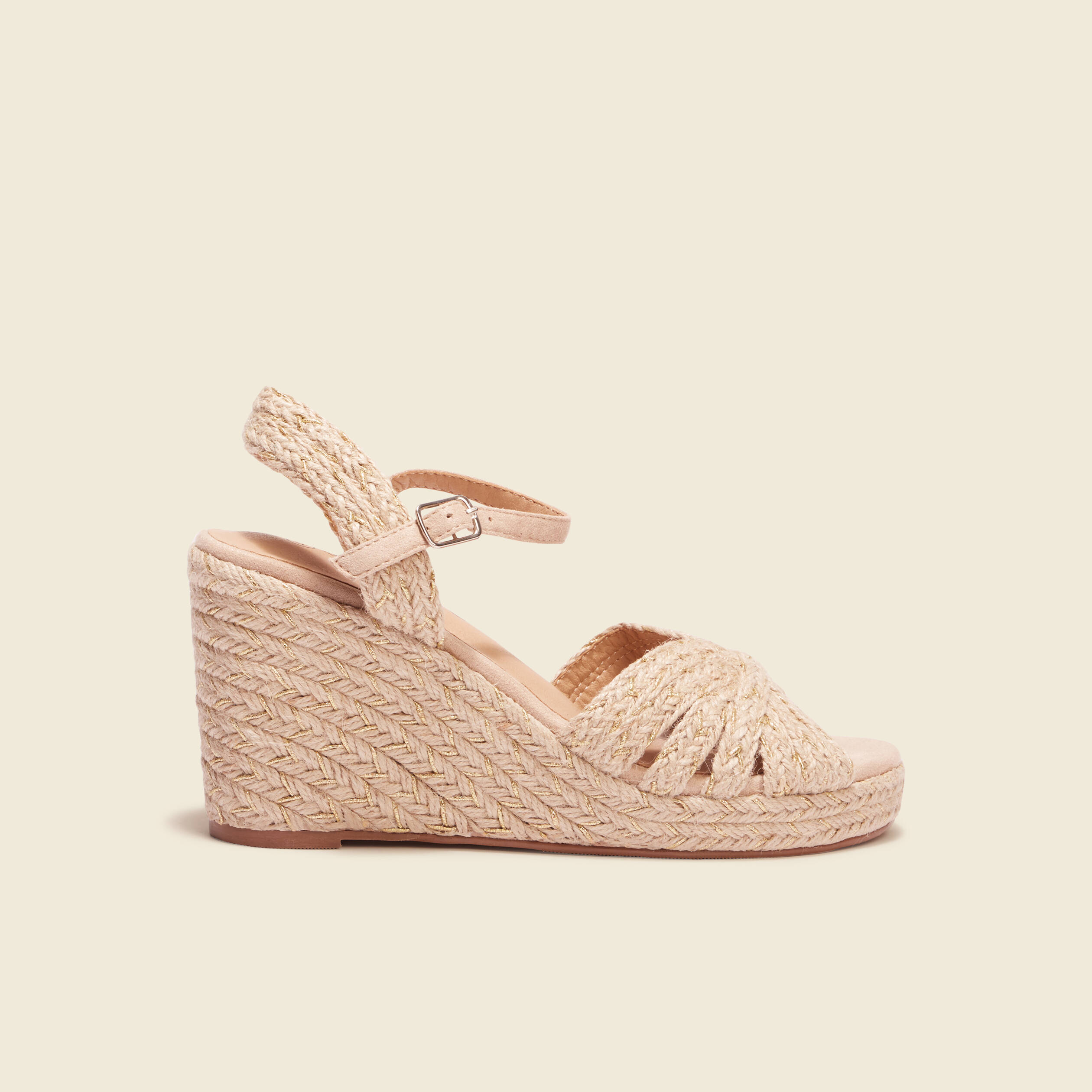 sandales compensees paille creme femme Sandales compensées paille creme femme