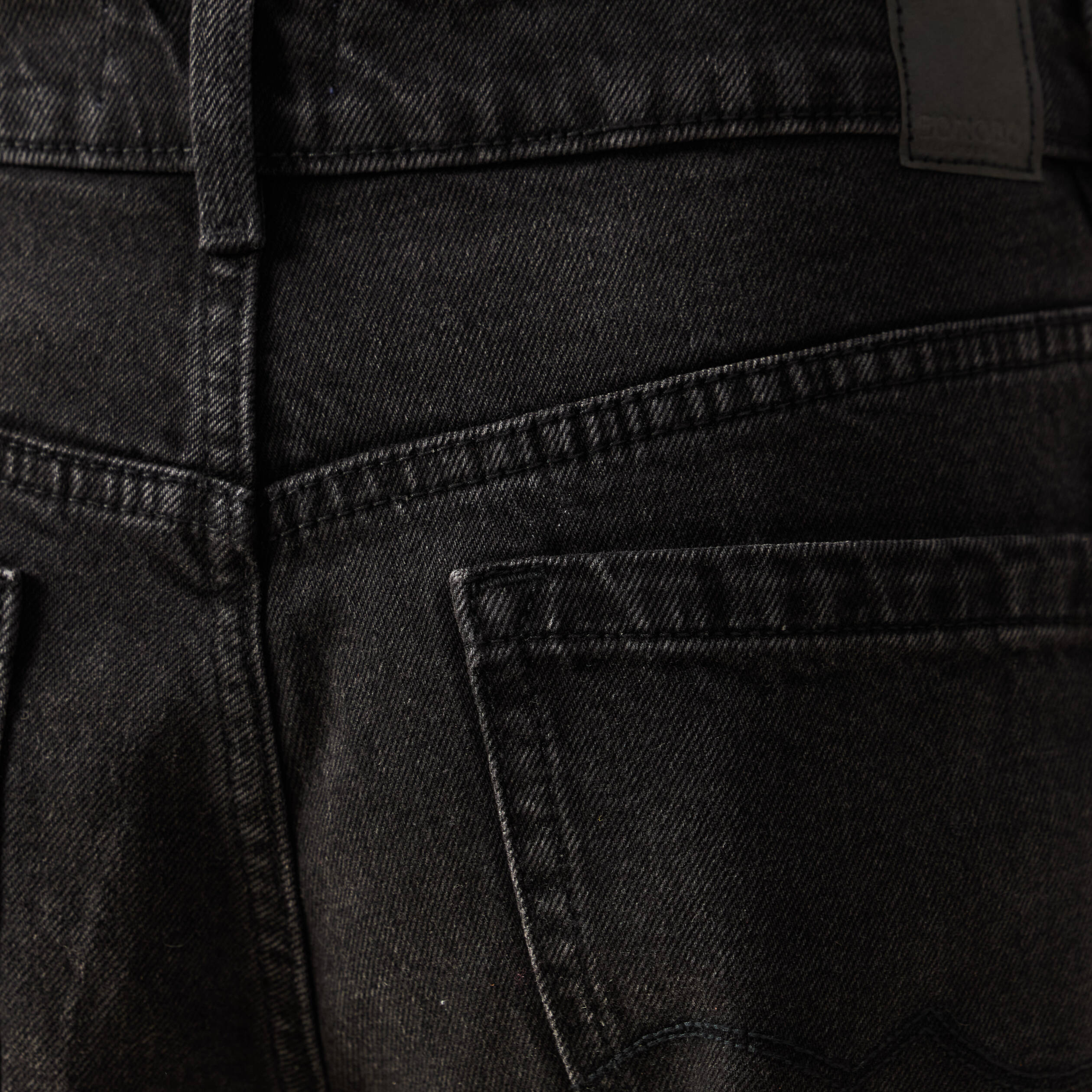 Jeans large taille haute denim noir femme