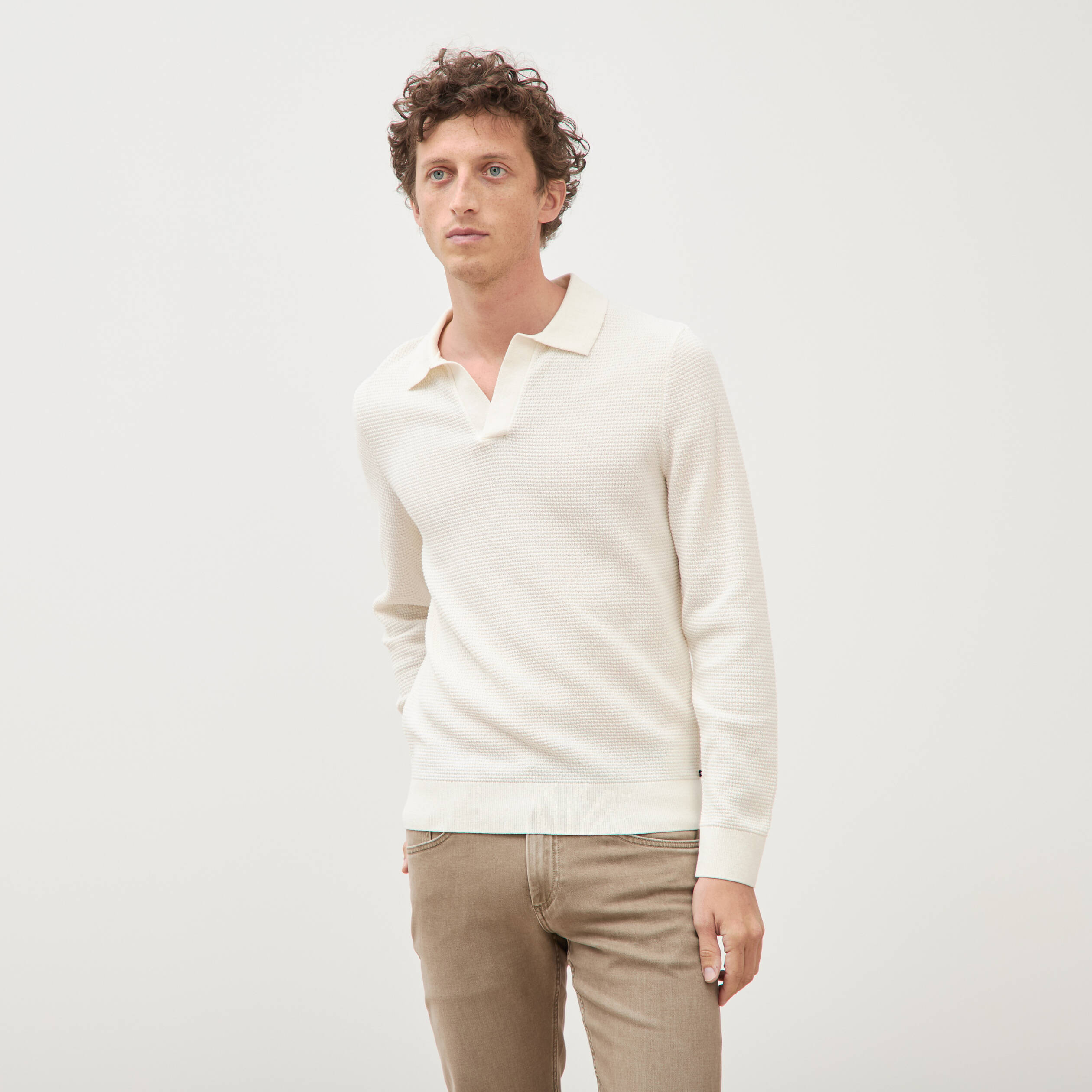 Pull manches longues ecru homme