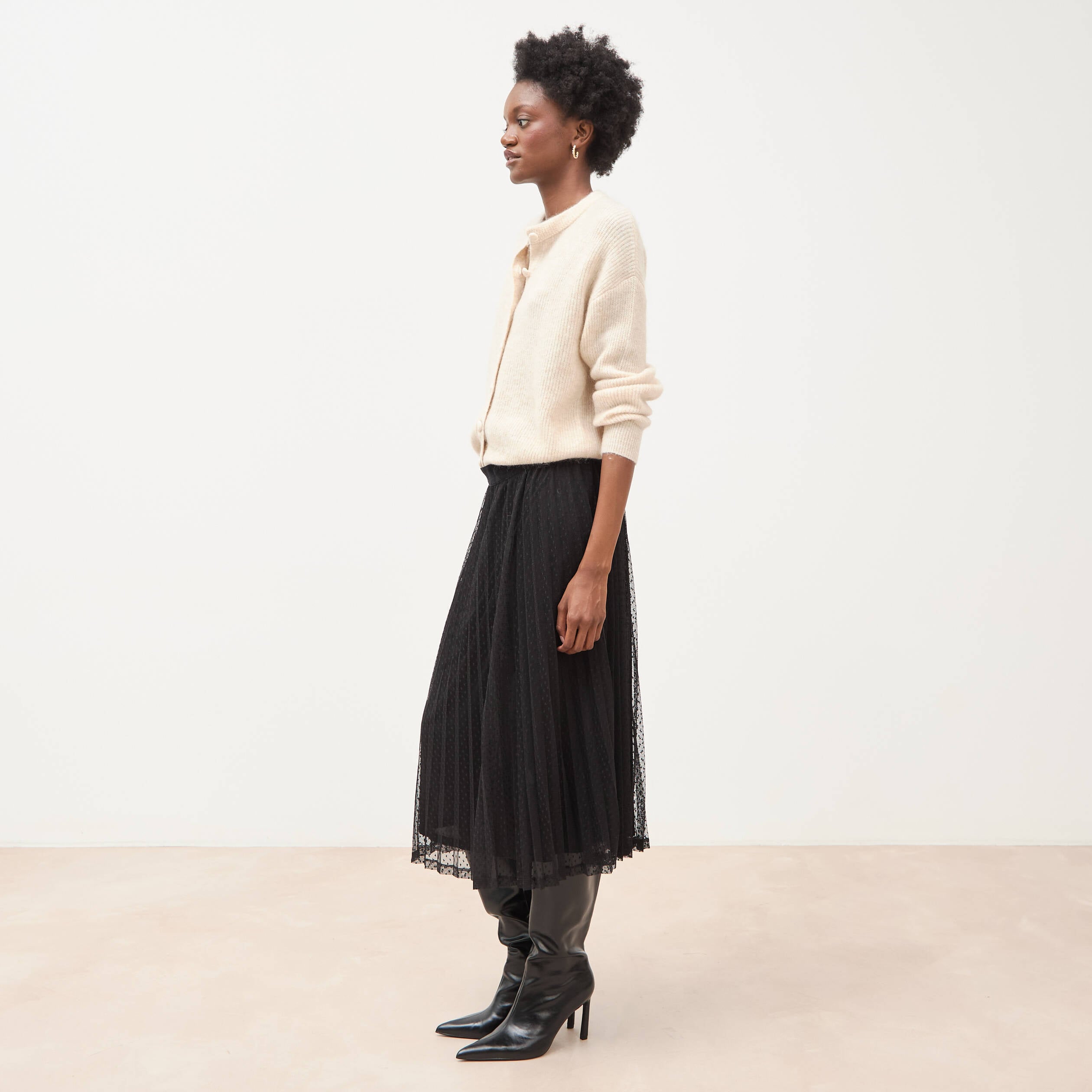 Jupe avec doublure noir femme