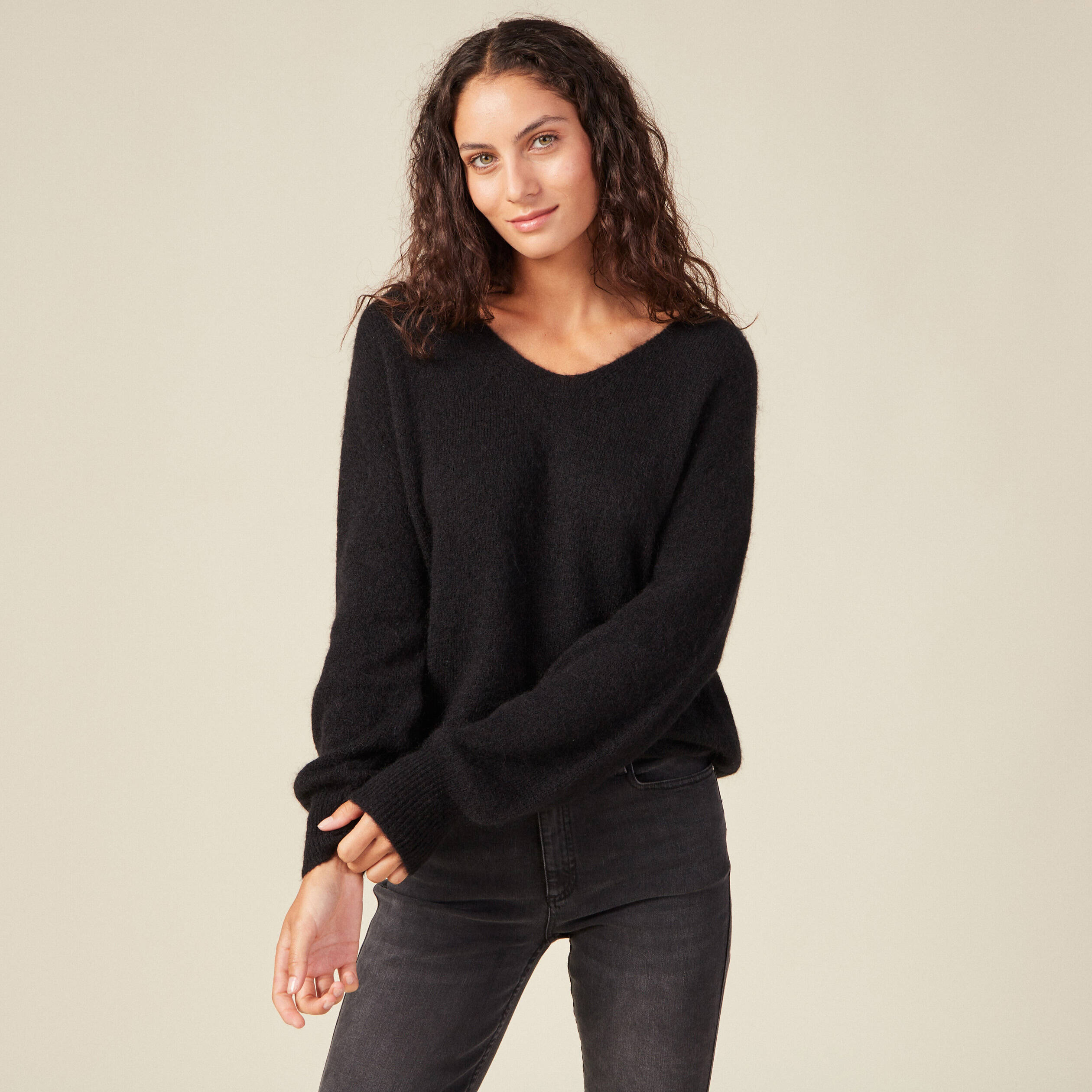 Pull éco-responsable noir femme