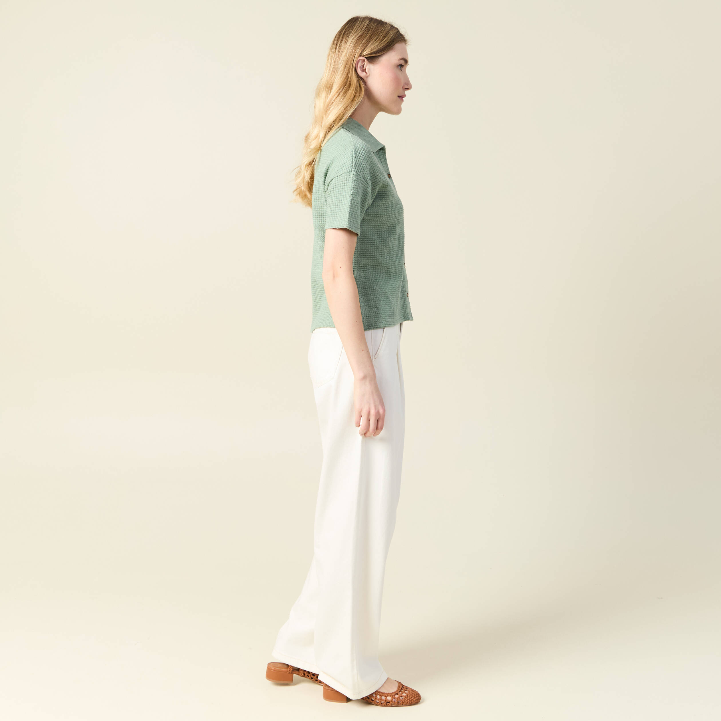 polo en maille vert kaki femme Polo en maille vert kaki femme