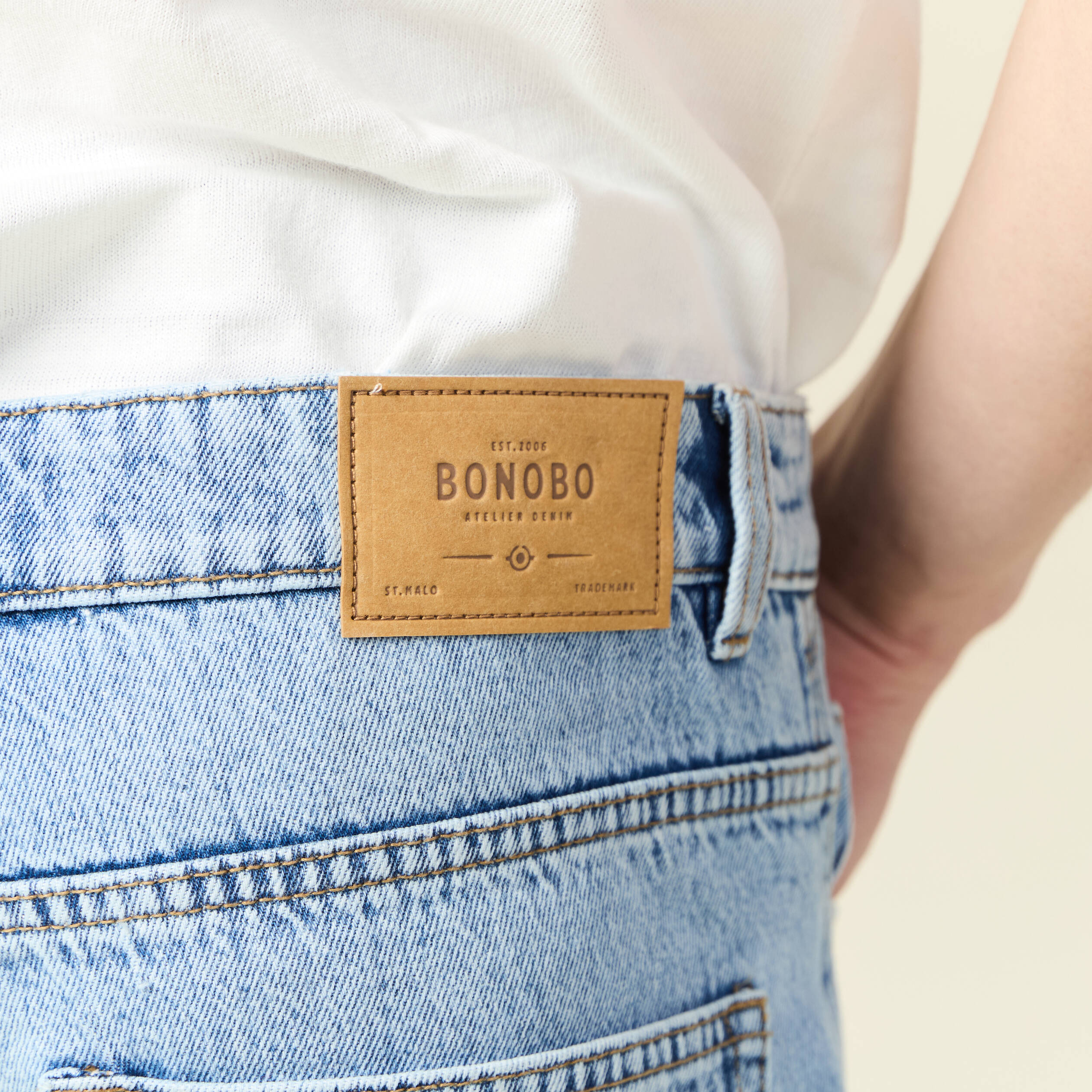 jeans large 5 poches denim snow bleach homme Jeans large 5 poches denim snow bleach homme