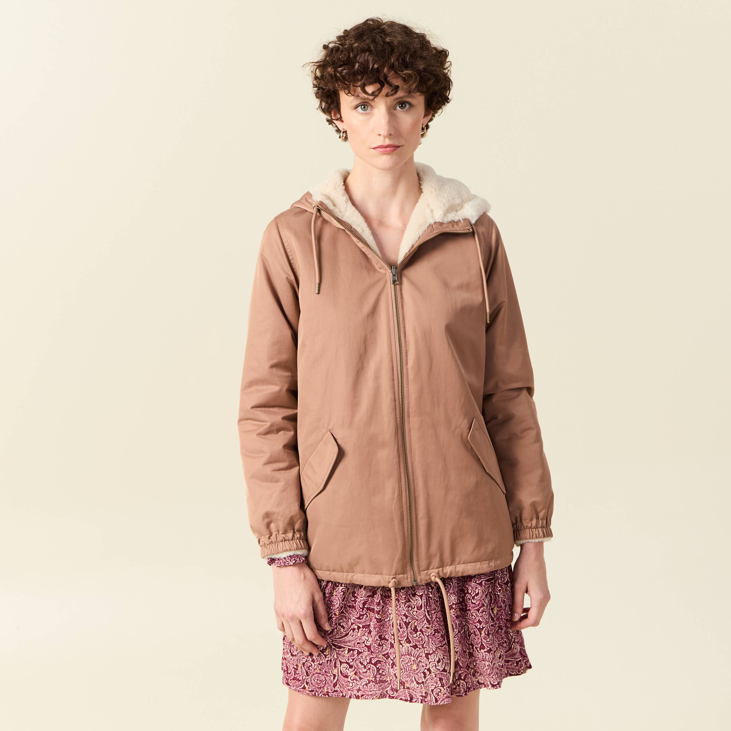 parka reversible marron clair femme Parka réversible marron clair femme